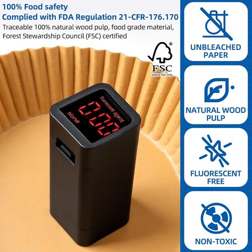 HONYAO 200pcs Disposable Air Fryer Liners - 8 Inch Strong Paper for 5qt-8qt Baskets, BPA Free