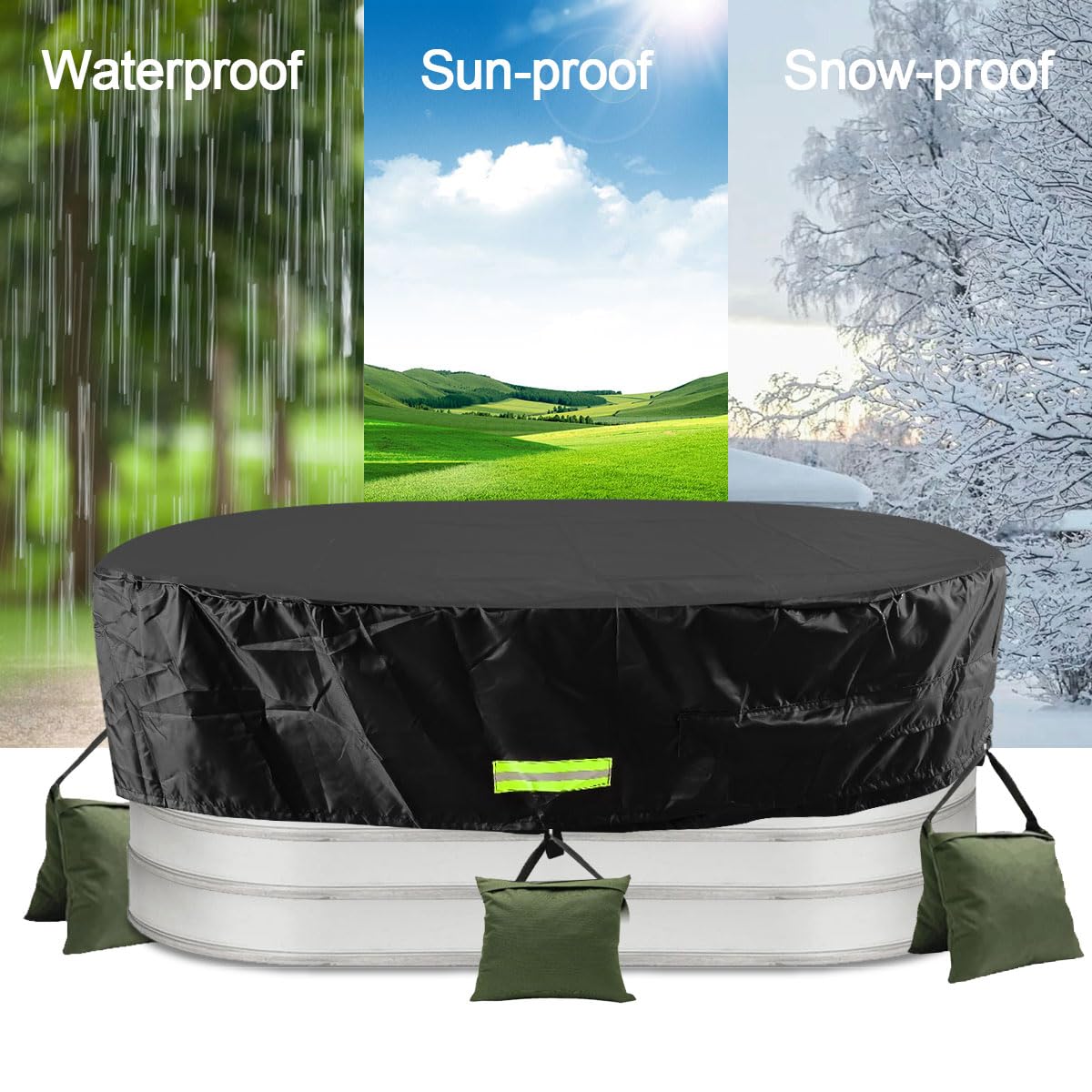Gecic Horse Trough Cold Plunge Tub Cover, 2 x 2 x 4'' Stock Tank Cover for Horse Trough 4Ft Insulated Cold Plunge Ice Bath Tub Livestock Covers Stock Tank Pool Liner Hot Tub Kit Water Proof Oval