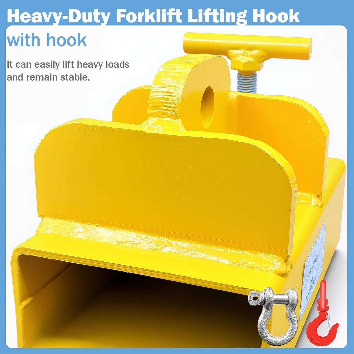 AUXHDK Forklift Lifting Hook Attachment, 5500lbs Capacity Hook Forklift Lifting Hoist, Heavy Duty Single Forklift Mobile Crane with Swivel Hook and Large T-Screws, Fork Lifting Hook Device Accessories