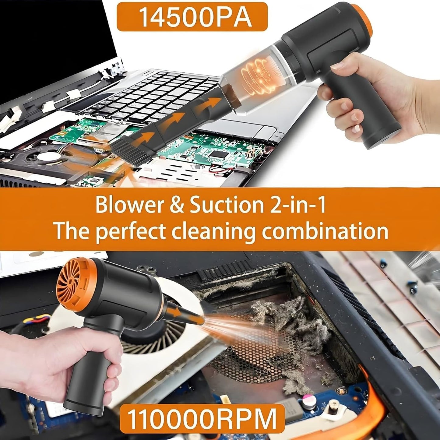 110000RPM Cleaner(Air-01) Meudeen Air Duster - Computer Vacuum Cleaner - for Keyboard Cleaning - Cordless Canned Air
