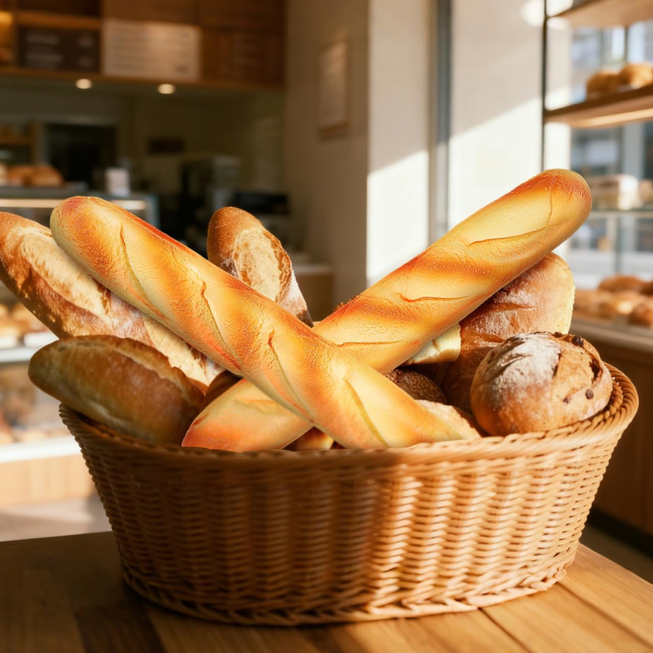 2pcs Set Garneck Realistic Fake Bread Loaves Artificial French Bread - Faux Food Decor for Kitchen Display, Photography