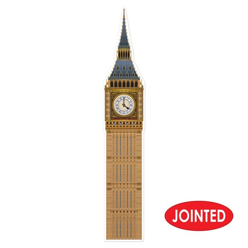 Beistle Big Ben Photo Prop Backdrop, 5' 11" Tall - British International Party Wall Decoration, Cut Out England Themed Decor