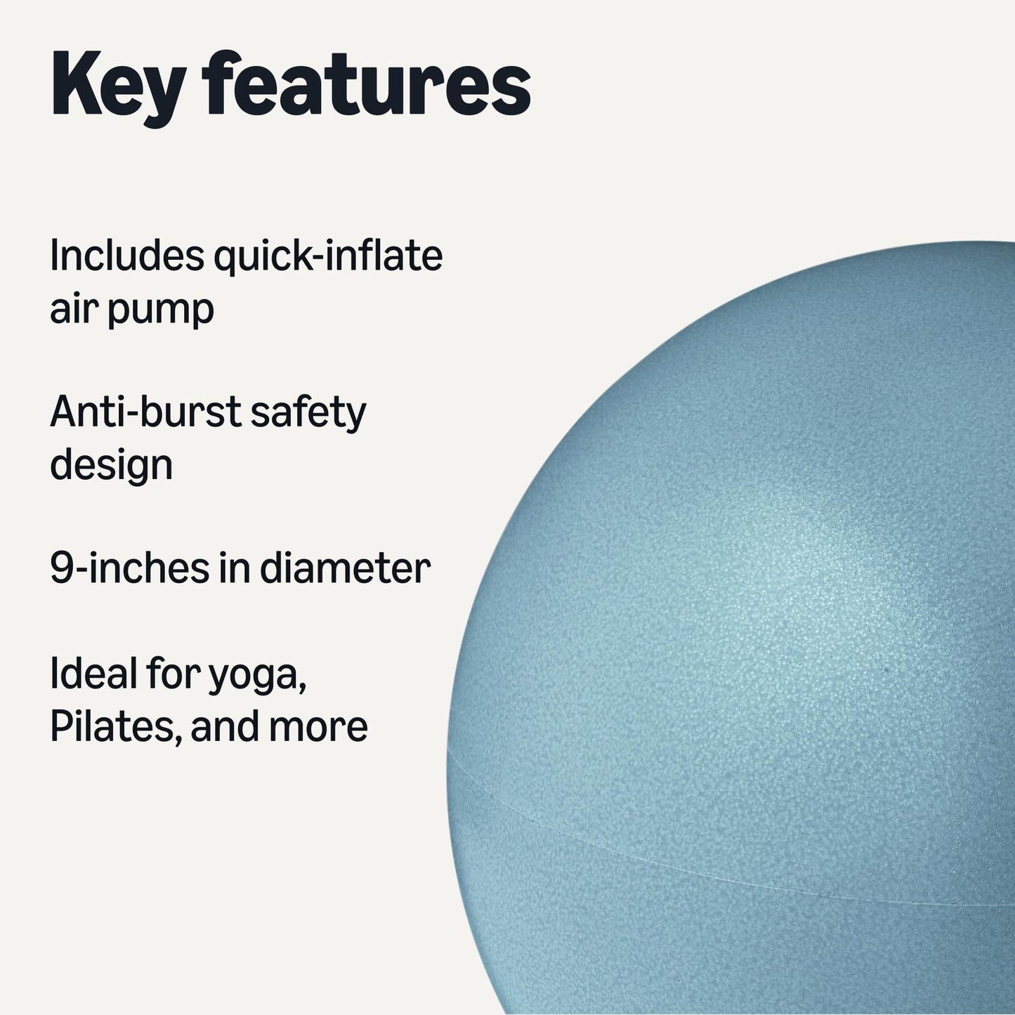 Amazon Basics 9-Inch Mini Anti-Burst Exercise Ball for Yoga, Pilates, Core Training, Aqua