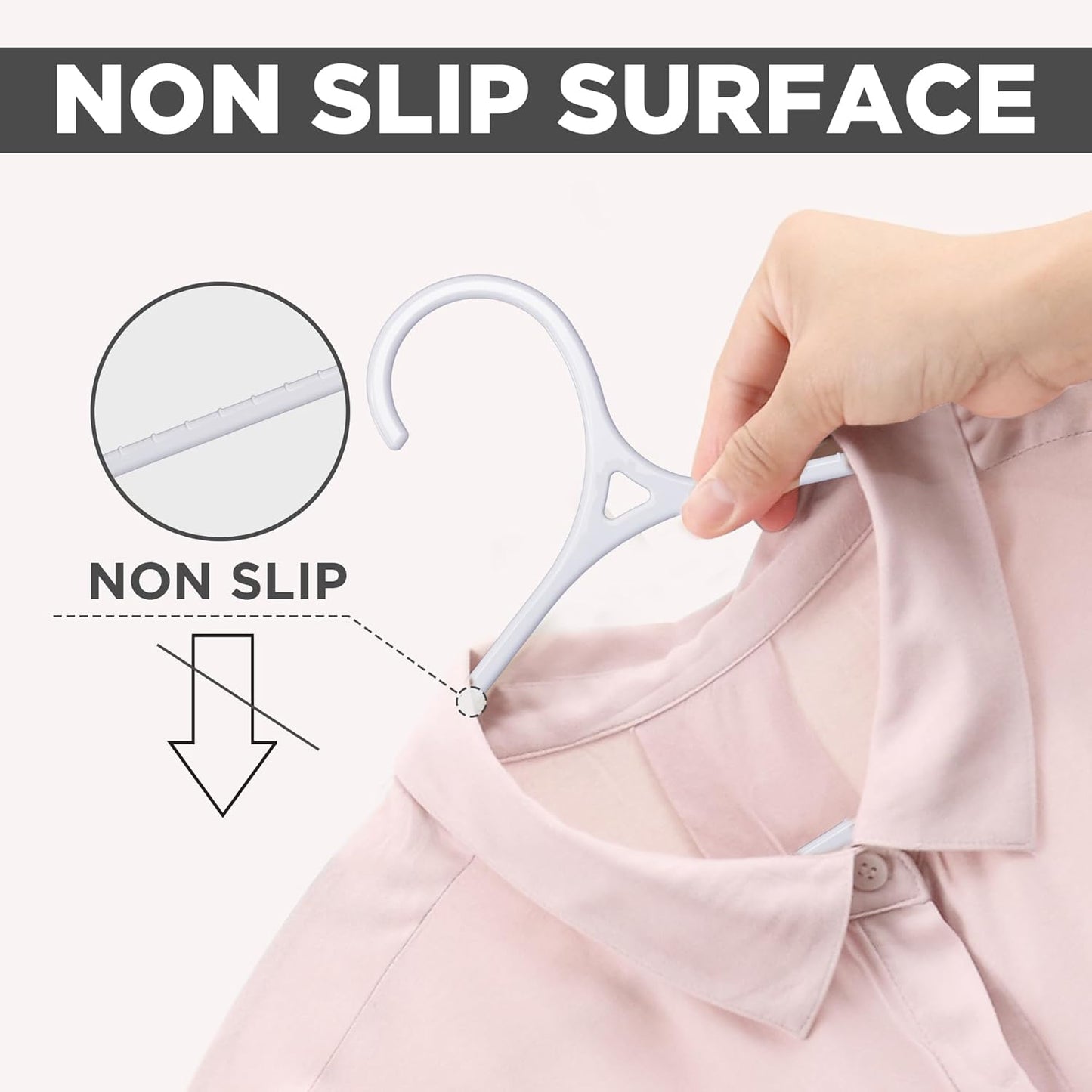 Utopia Home Plastic Hangers - Heavy Duty Non-Slip Hangers for Shirts & Pants | 50 Pack in White