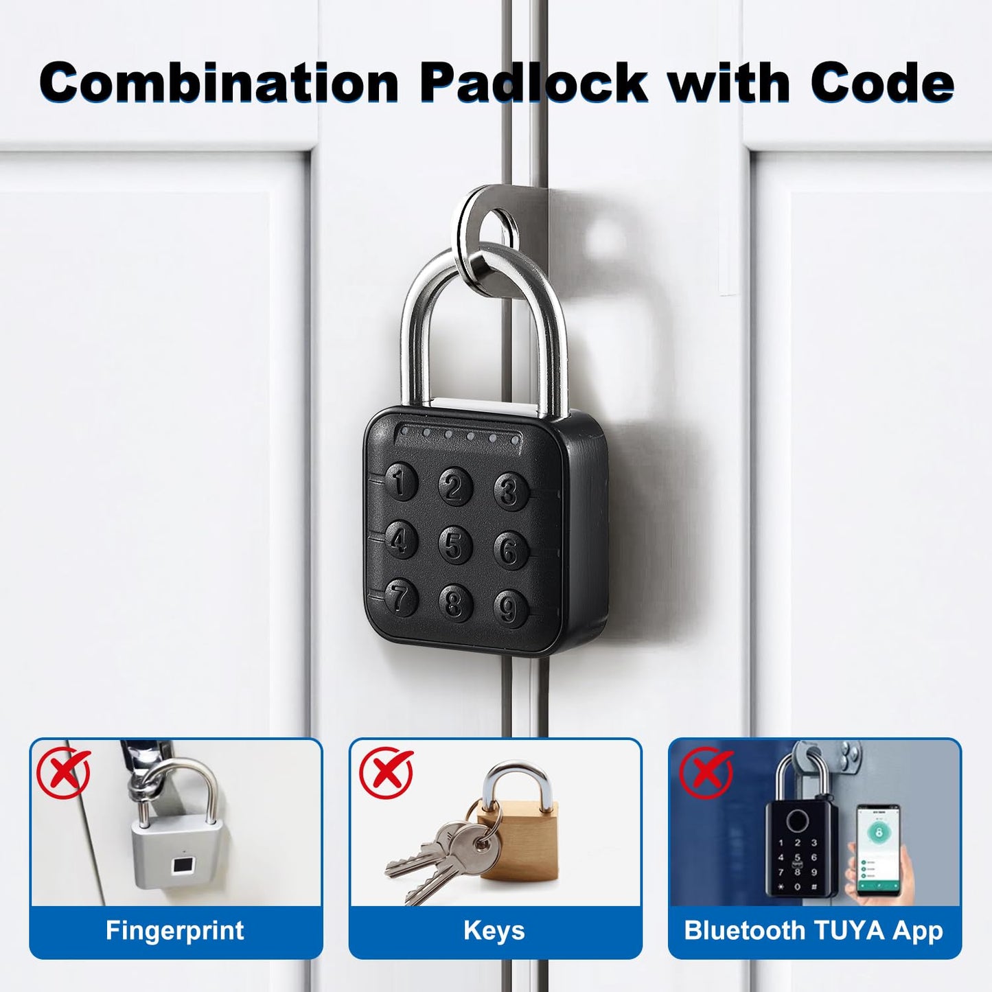 Combination Lock for Locker, Relihom Padlock with Code, Gym Locker Lock, High Security Keyless Entry Padlock for Gym, School, Gates, Outdoor, IP67 Waterpro (Basic Lock)