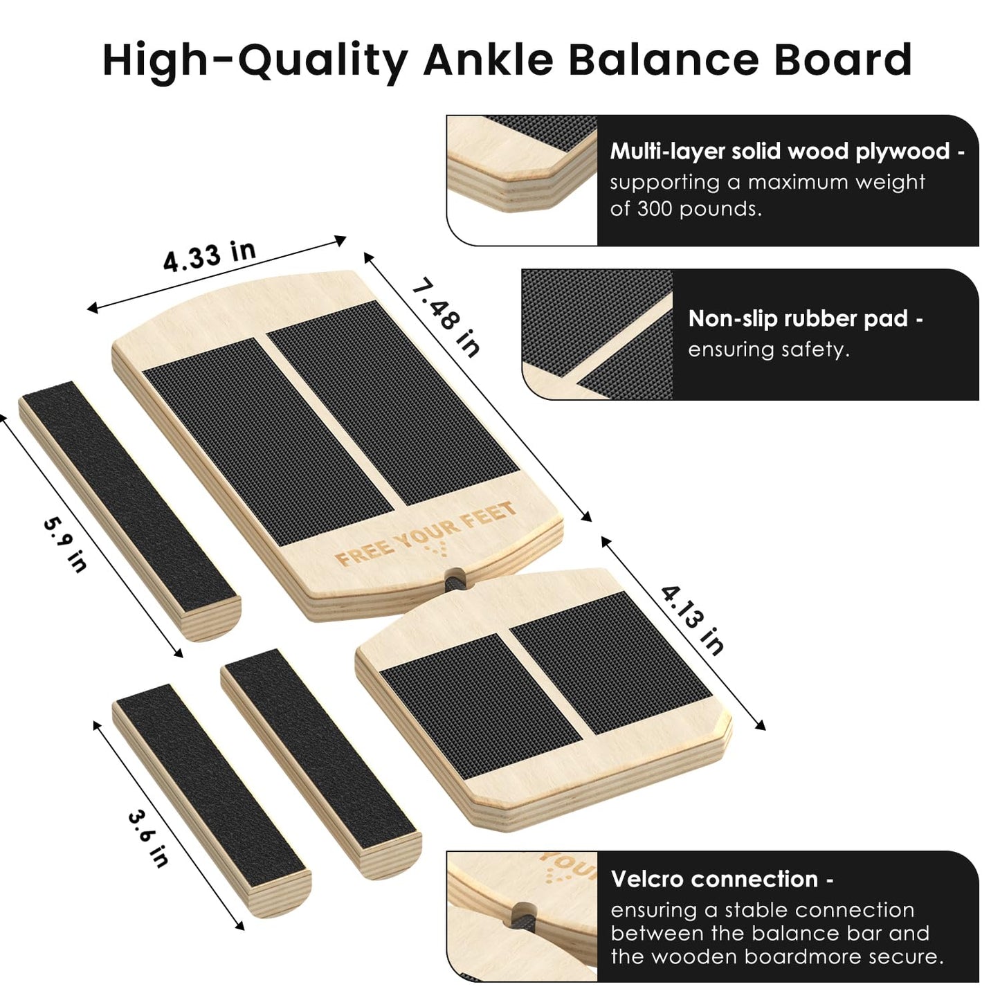 Ankle Balance Board Foot Strengthener Trainer Ideal for Sprained Ankle Recovery Stability Exercises and Physical Therapy Plus Posture Corrector and Foot Stretcher for Plantar Fasciitis Relief