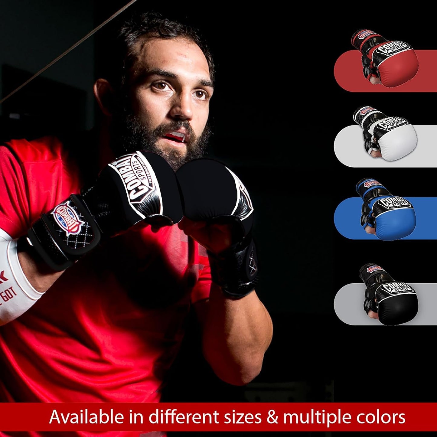 Combat Sports Max Strike MMA Training Gloves, Open Palm Fingerless Gloves for MMA, Muay Thai, and Kickboxing (Red, Large)