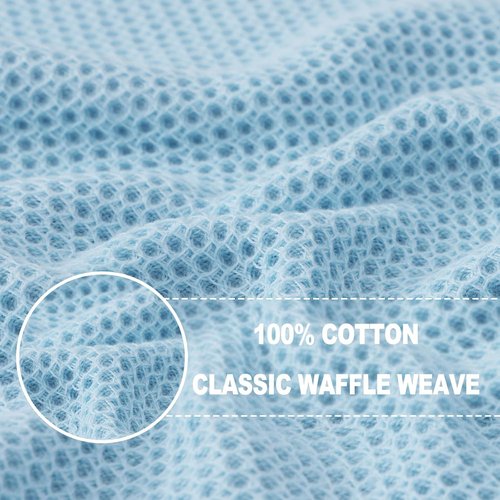 Homaxy 100% Cotton Waffle Weave Dish Towels - Ultra Soft & Absorbent | Quick Drying, 13 x 28 Inches, 12-Pack, Sky Blue