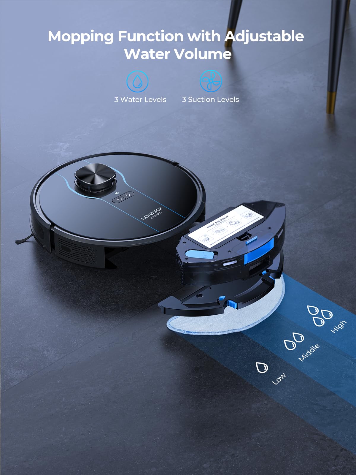 Laresar Clean Robot Vacuum and Mop, 8000Pa Robotic Vacuum with Self-Emptying Base, Lidar Navigation, Smart Mapping, 60 Days Capacity, 180mins Runtime, Ideal for Pet Hair, Hard Floor, Carpets