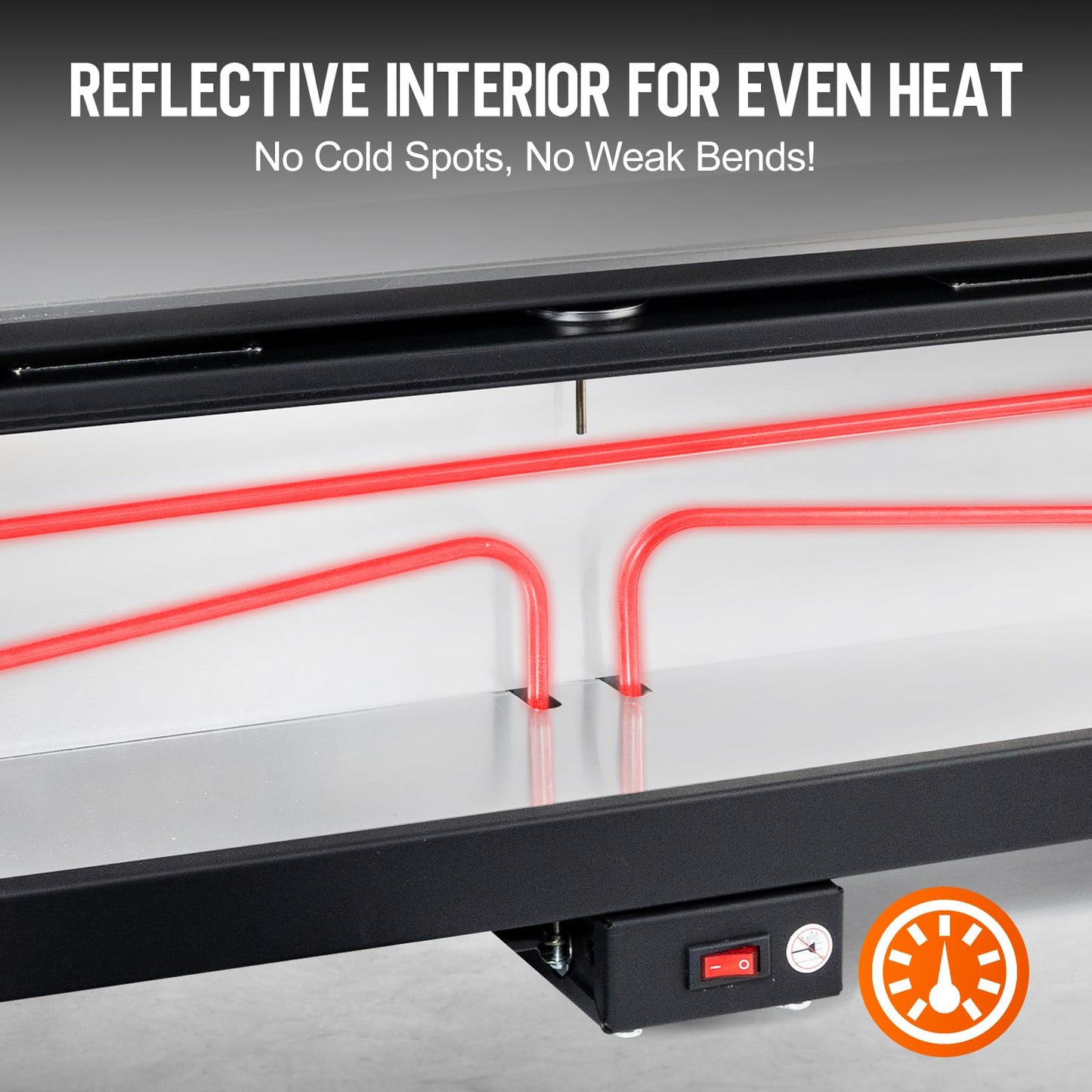 PVC Conduit Heater With Temperature Detector- 1/2" to 4" PVC Bender Heater Pipe Bending Tool with Reflective Interior & Carrying Handle, for 52" Sections of PVC Pipe