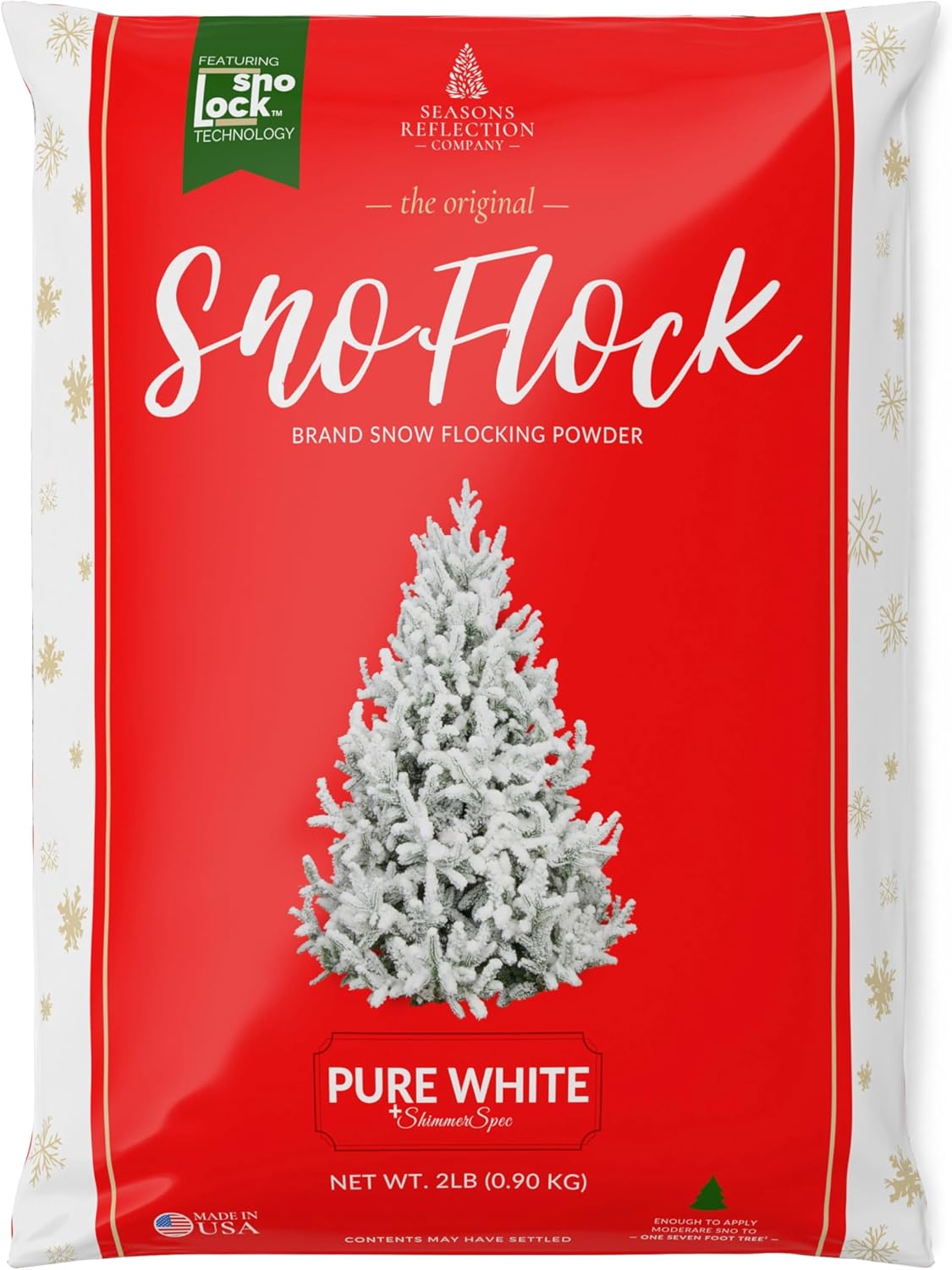 ShimmerSpec Snow Flock Powder - Premium Self-Adhesive Christmas Tree Decor | Made in USA | 2 lbs