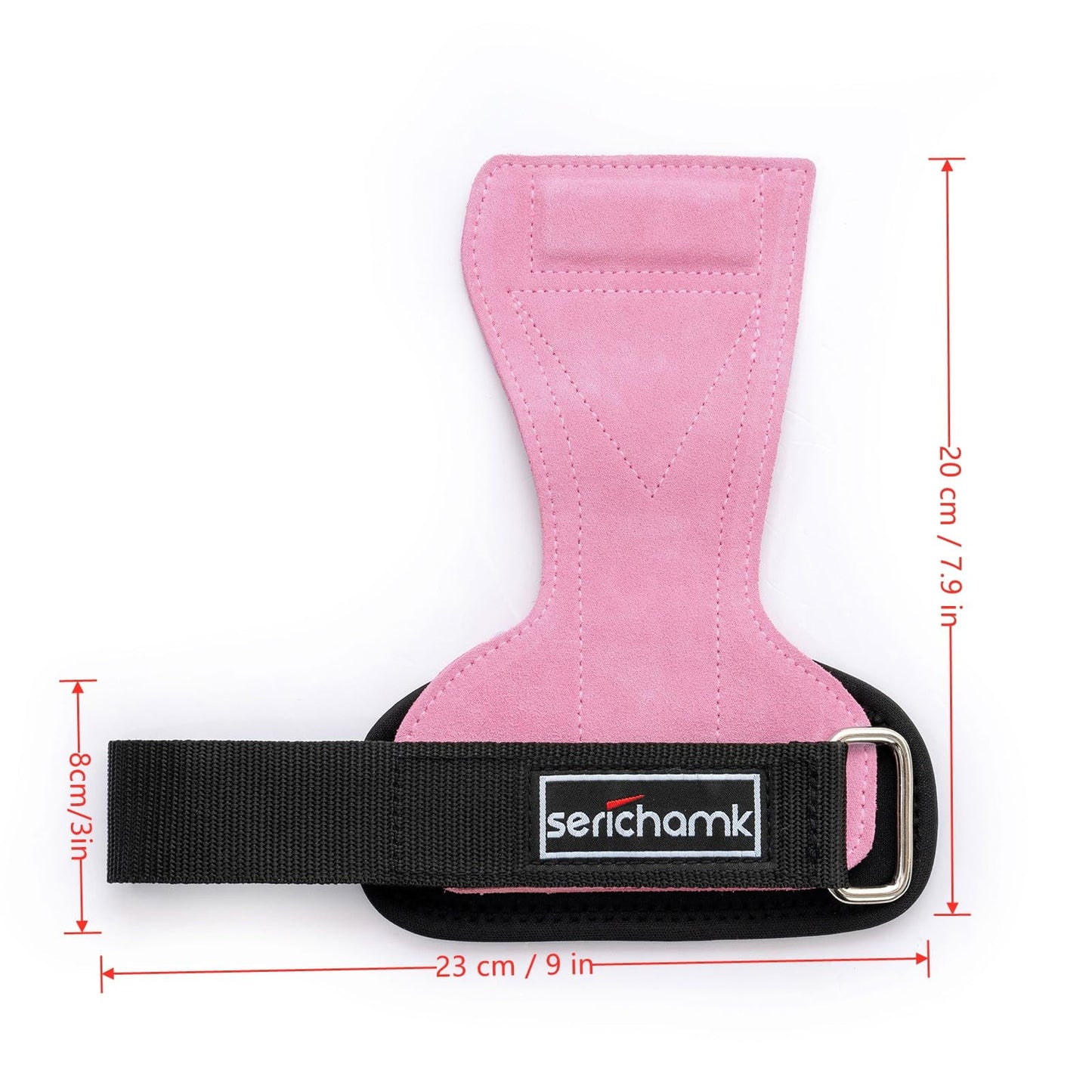Serichamk Wrist Straps for Weightlifting with Wrist Wraps,Leather Weight Lifting Wrist Wraps Grip Assistance Deadlift Straps Workout Gym Straps for Men and Women Pink