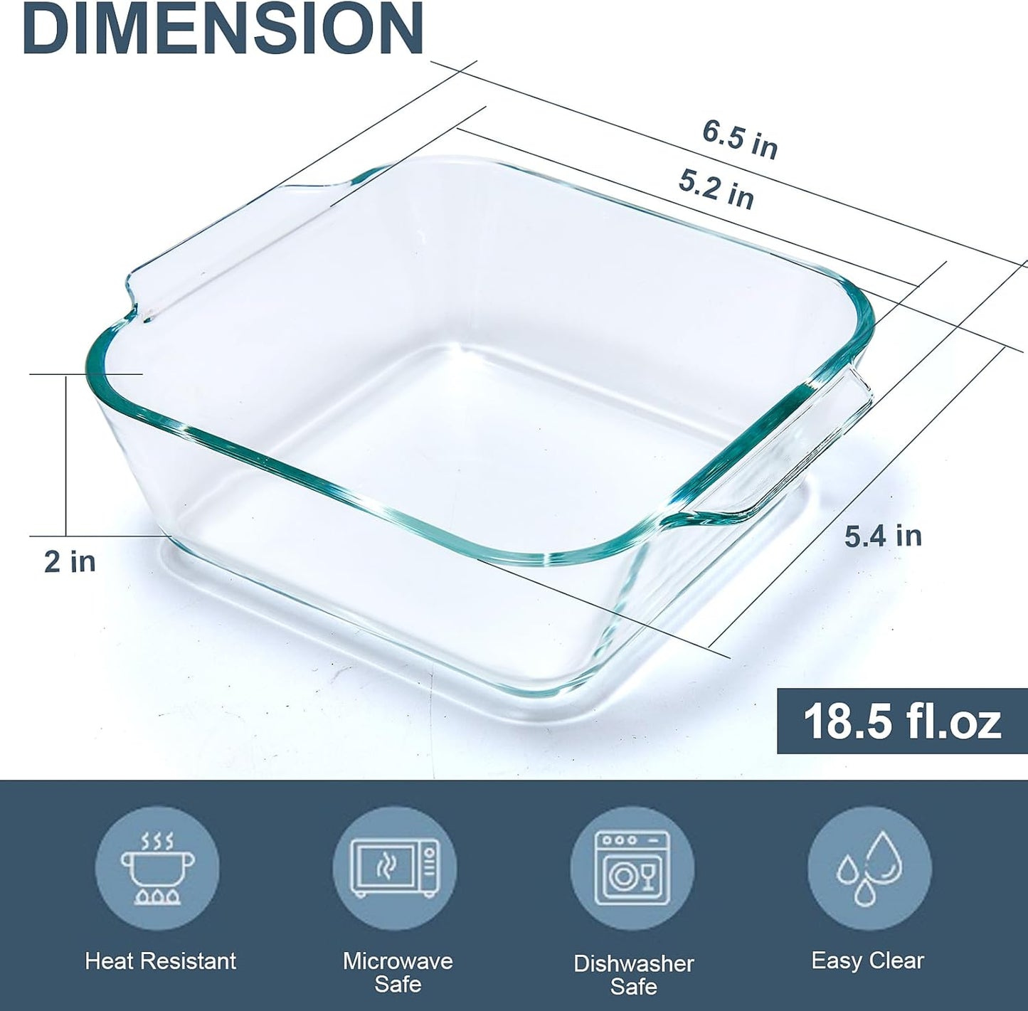 Skiennix Small Casserole Dishes - 5 Inch Glass Baking Dish Set for Oven & Microwave | Clear Prep Bowls