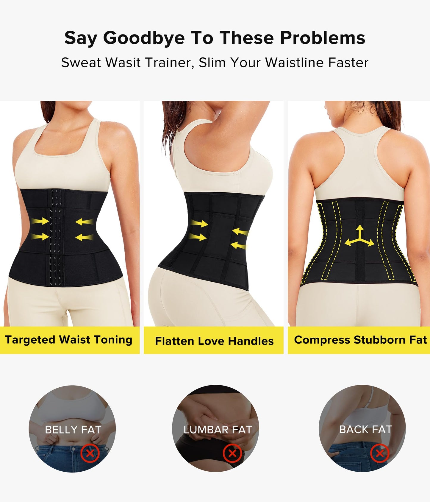 Junlan Sweat Waist Trainer for Women Sauna Waist Trainer for Working Out(Black,3X-Large)