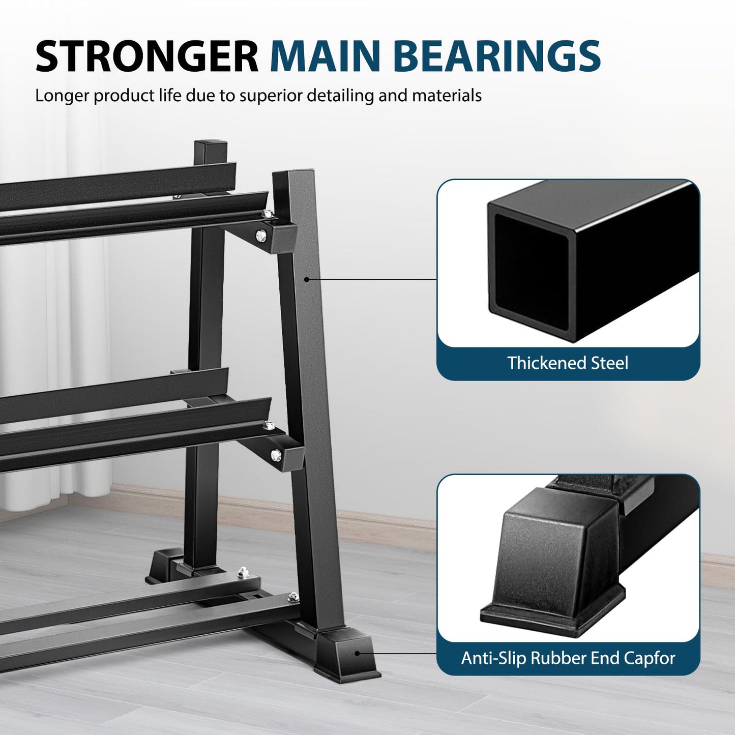 Bongkim Dumbbell Rack, Weight Rack for Home Gym, 3 Tier Weight Plate Rack for Dumbbells and Kettlebells, Dumbbells Weights Rack for Home 1100LBS