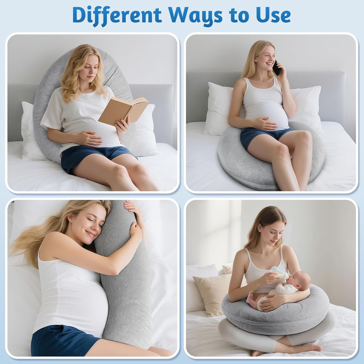 SweetSlubr C-Shaped Pregnancy Pillow - Adjustable Firmness for Full Body Support | 47.2’’ x 9.8’’