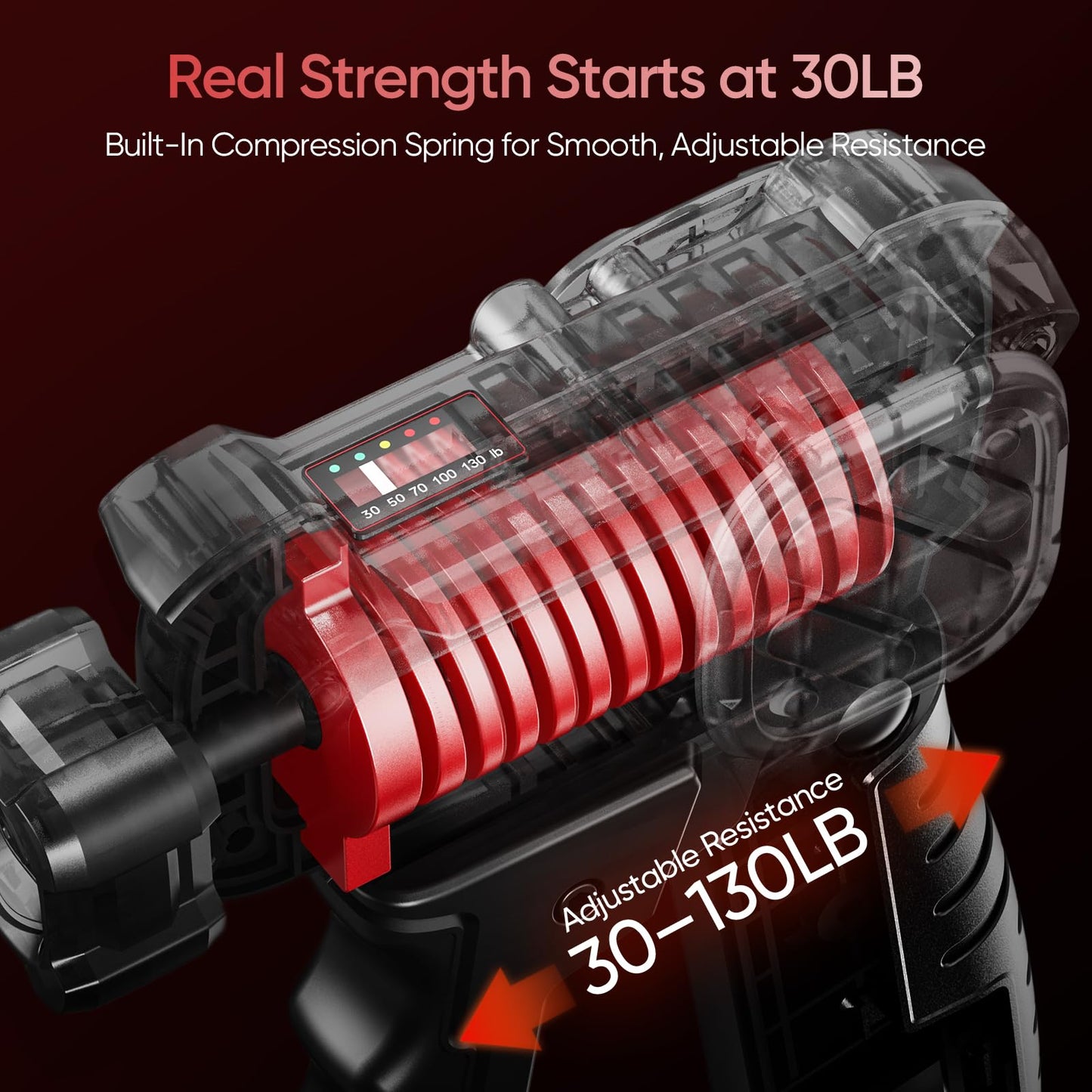 FitBeast Grip Strength Trainer with Built-In Counter, Adjustable Hand Gripper Strengthener 30–130LB, Forearm Strengthener for Office & Home Training