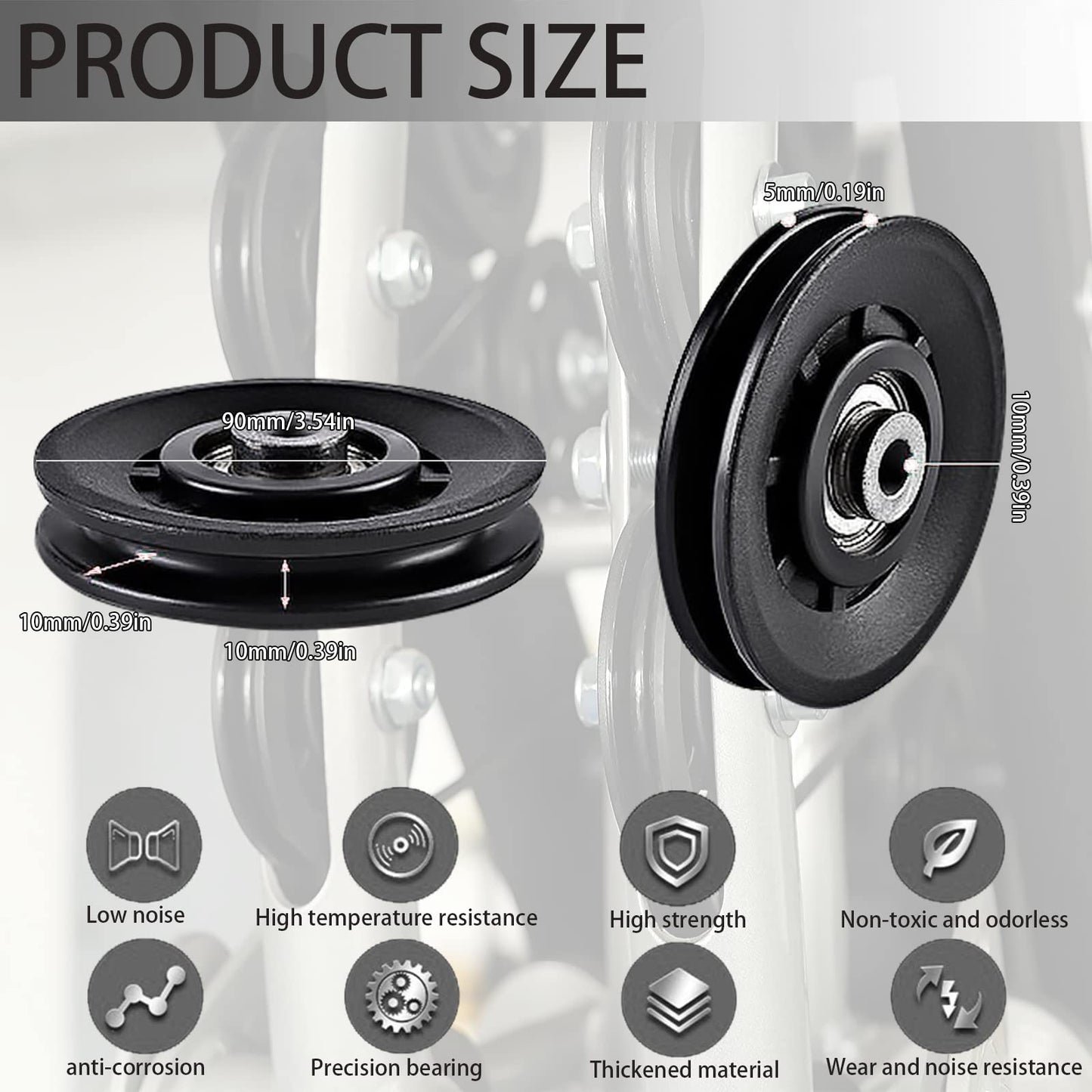 Tempsnow 8Pcs 3.5" Nylon Bearing Pulley Wheel Replacement for Gym Equipment Part Cable Machine Universal Wear-Proof Nylon Pulley System Gym Attachments