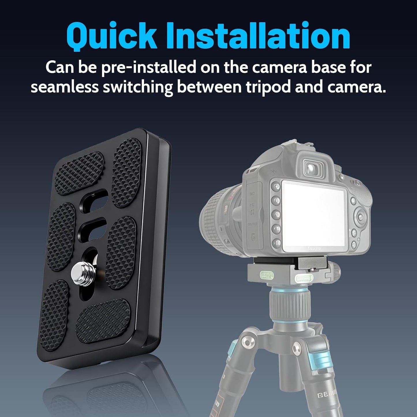 Wokyo 2 Pack PU60 1/4 inch-20 Quick Release Plate with Screw All Metal Tripod Mount Plate, Universal Camera Mount
