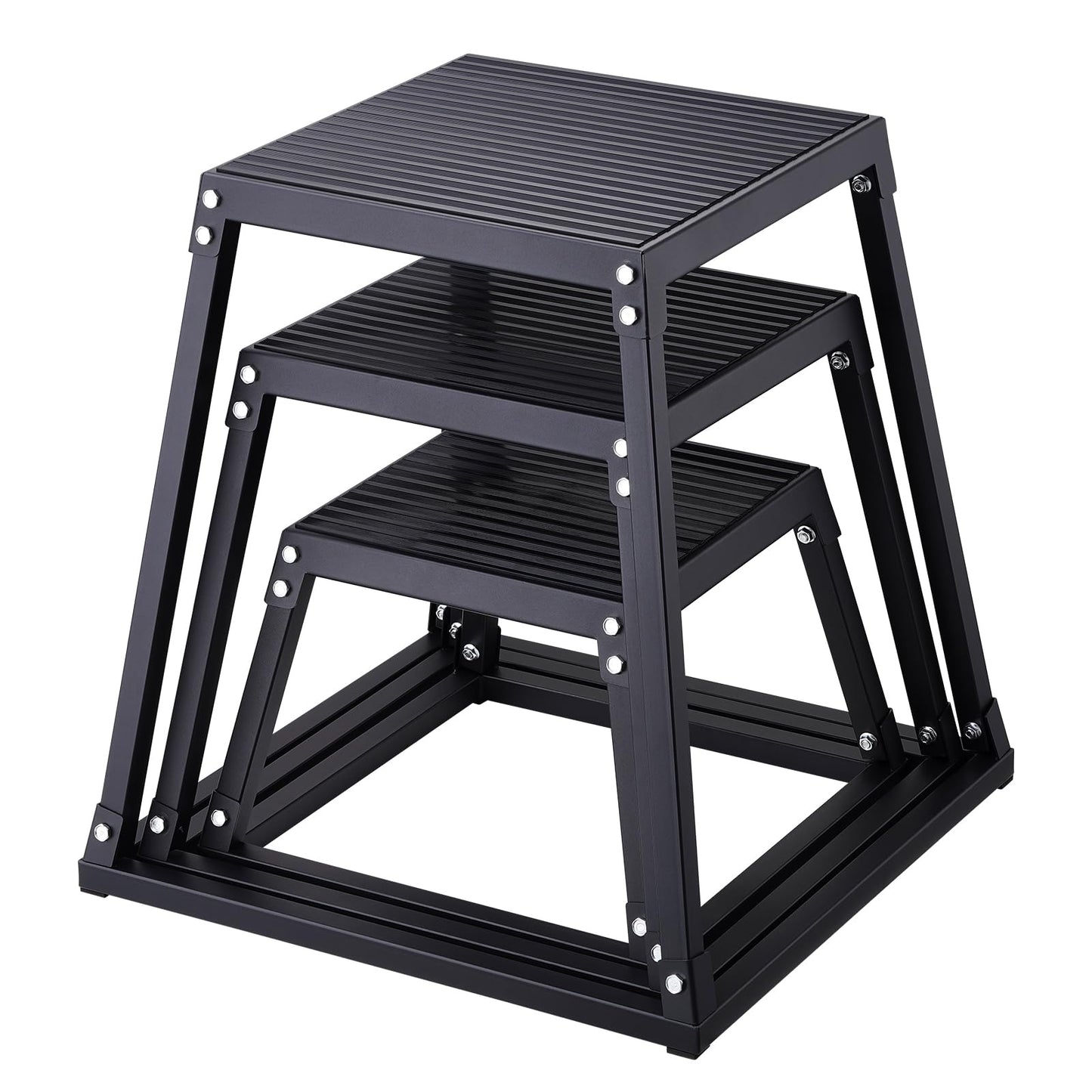 VEVOR Plyometric Platform Box, 12/18/24 Inch Plyometric Jump Box, Fitness Steel Plyo Box for Home Gym Jump Training, Crossfit, Conditioning, Strength Training, Black