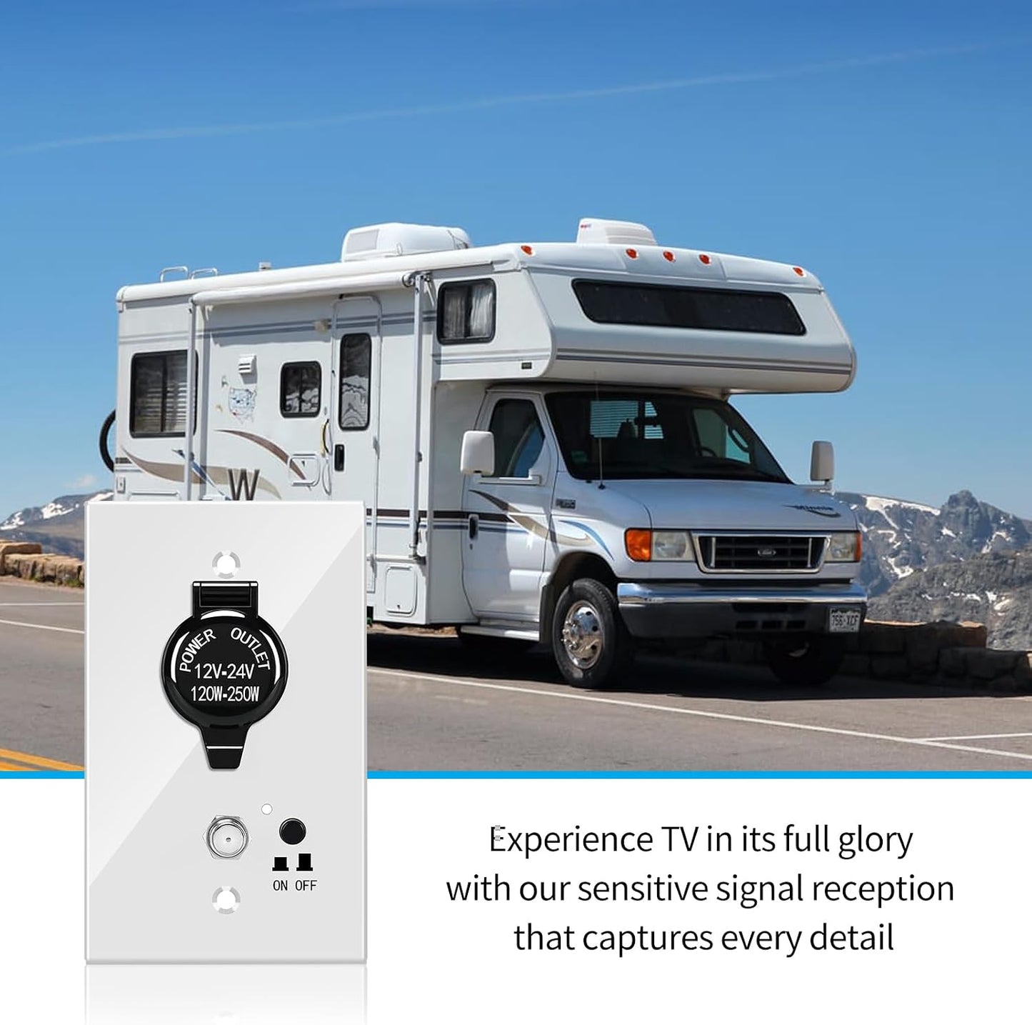 briidea RV TV Antenna Panel, Motorhome TV Antenna Control Panel with a Cigarette Lighter Socket, Dual Separator for The