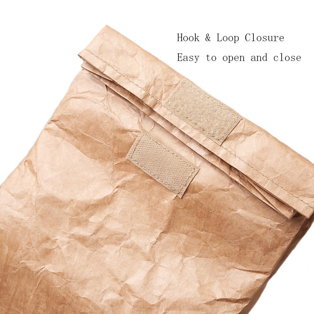 Hangnuo 2 Pack Insulated Brown Paper Lunch Bags Reusable, Retro Lunch Sacks for Adults Work Office, Brown Paper - 7.8 x 5.9 x 11.8 inches