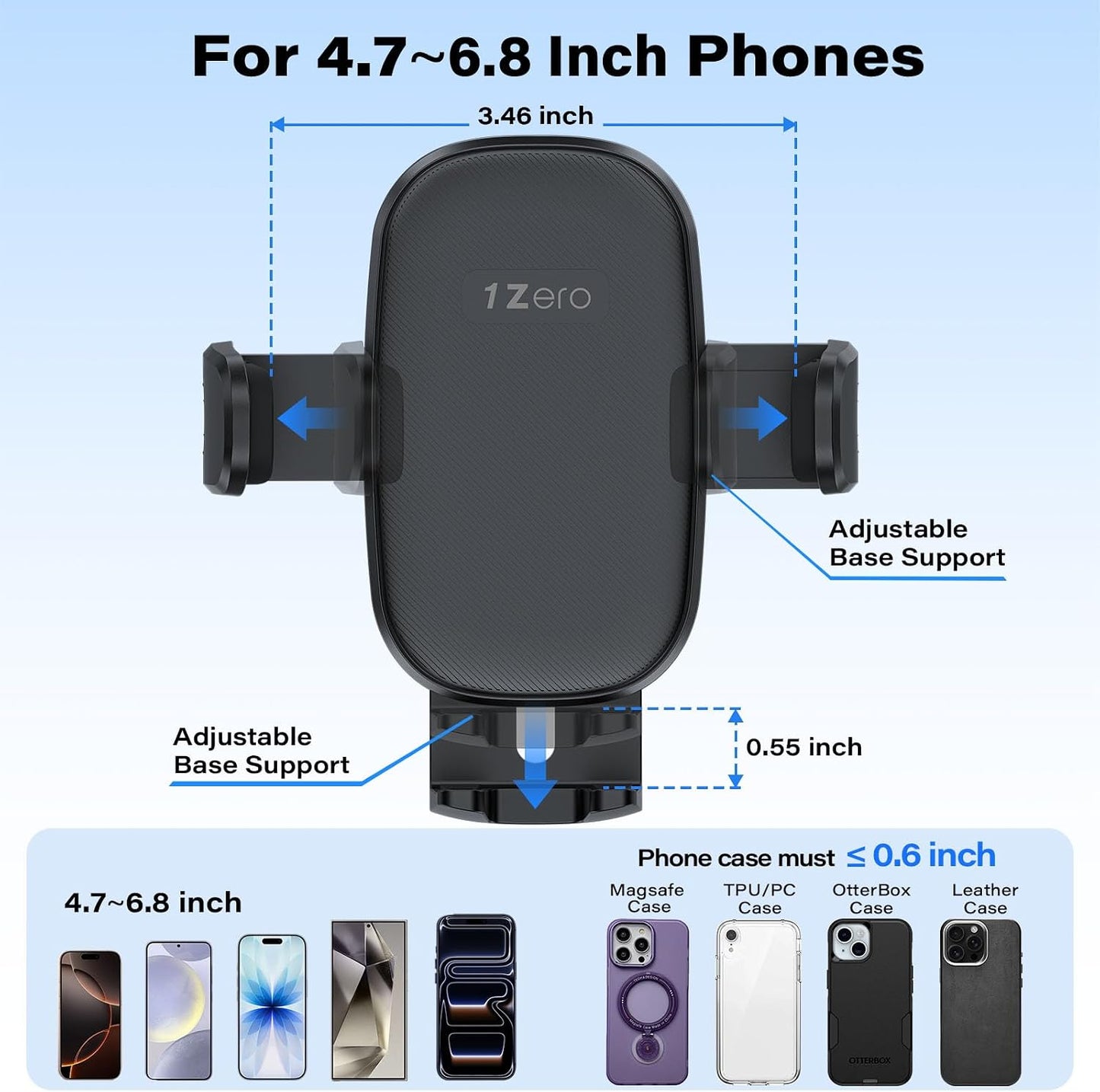 1Zero Easy One-Button Release CD Phone Holder for Car, Universal Air Vent & CD Slot Phone Mount, Thick Cases Friendly