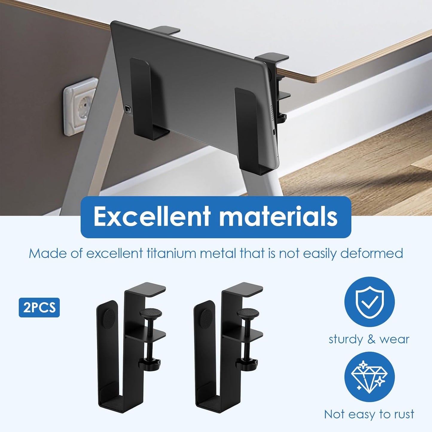 ZJRDYYK Desk Side Storage Organizer, Hanging Desk Side Laptop Holder, Vertical Laptop Stand Holder, Computer Desk Side