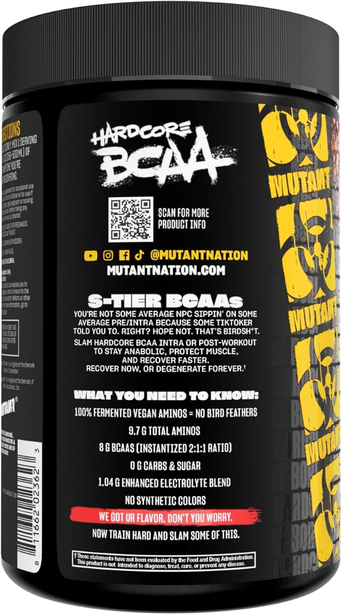 Mutant Hardcore BCAA - Pre, Intra or Post Workout ??BCAA Next Level branched-Chain Amino Acids Supplement ??Hydration + Recovery - 30 Serving - Fruit Punch