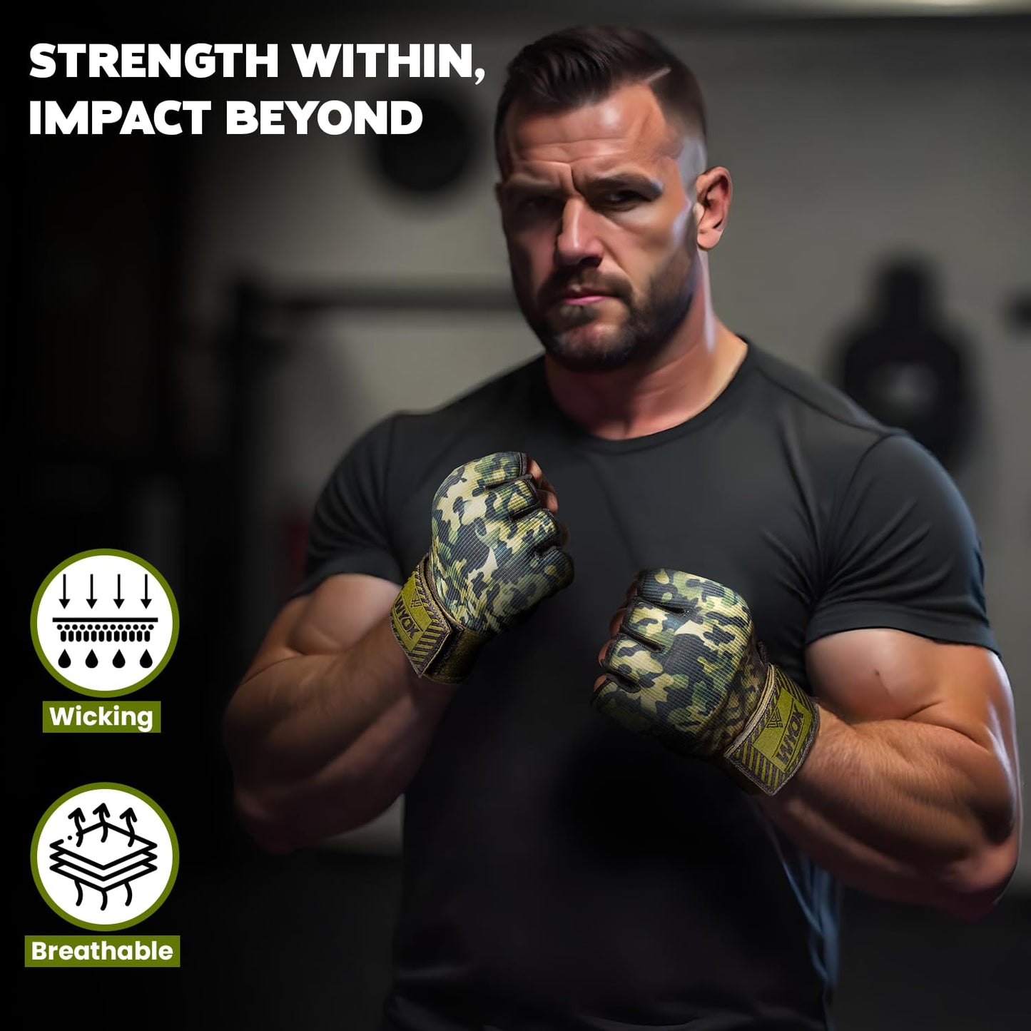 WYOX Gel Boxing Hand Wraps Inner Gloves for Men & Women, 80cm Quick Wrist Straps, Padded Knuckle Protection for Muay Thai Kickboxing, Hand Wraps for Boxing & Martial Arts (Vivid Forest, S/M)