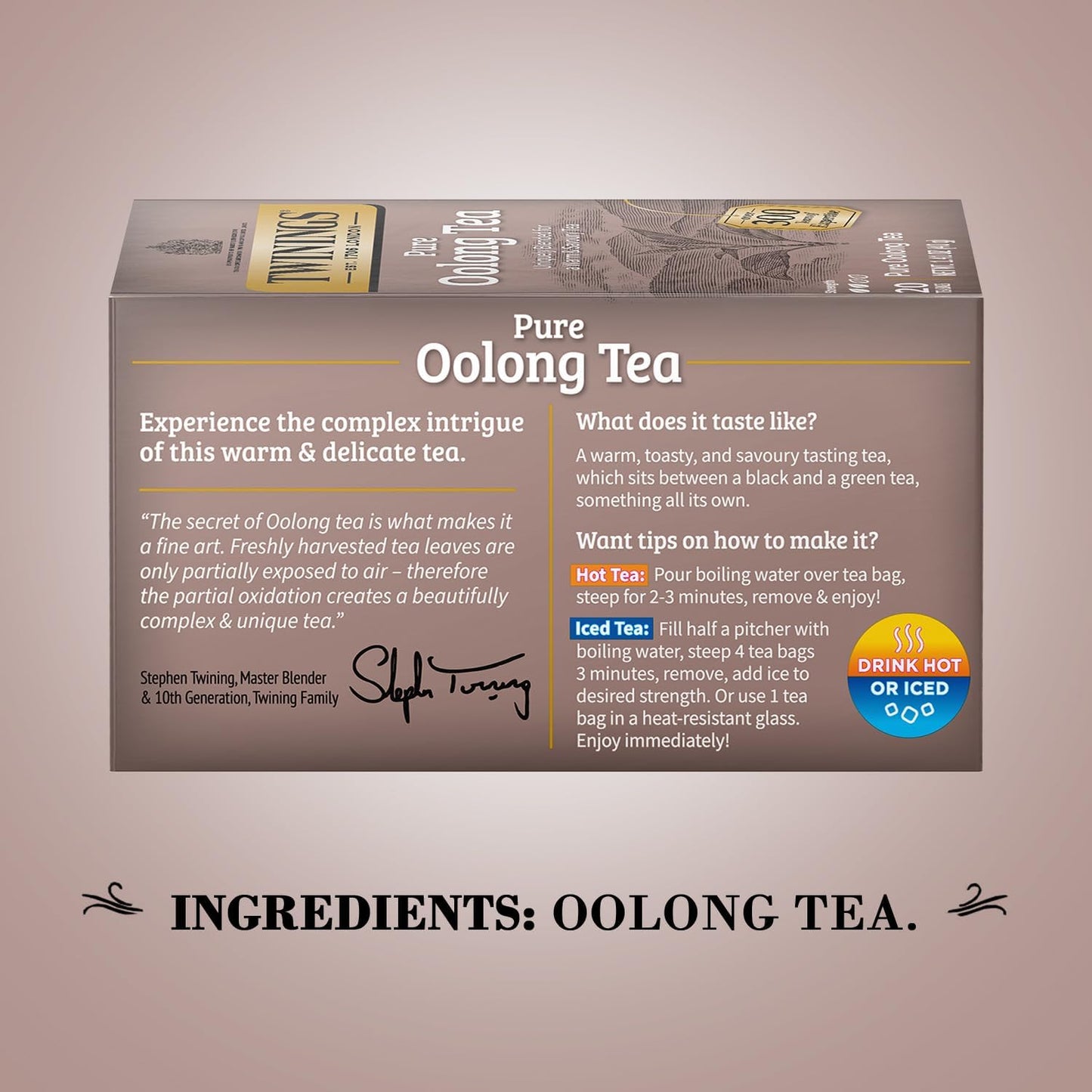 Twinings Pure Oolong Tea - Golden Caffeinated Tea Bags, 2-Pack of 20 Individually Wrapped Bags