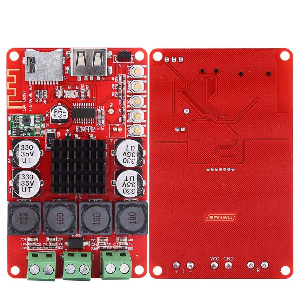 50W+50W 8-26V MP3 Audio Power Bluetooth Amplifier Board DC Portable Stereo Audio Receiver Amplifier TF Card Decoder