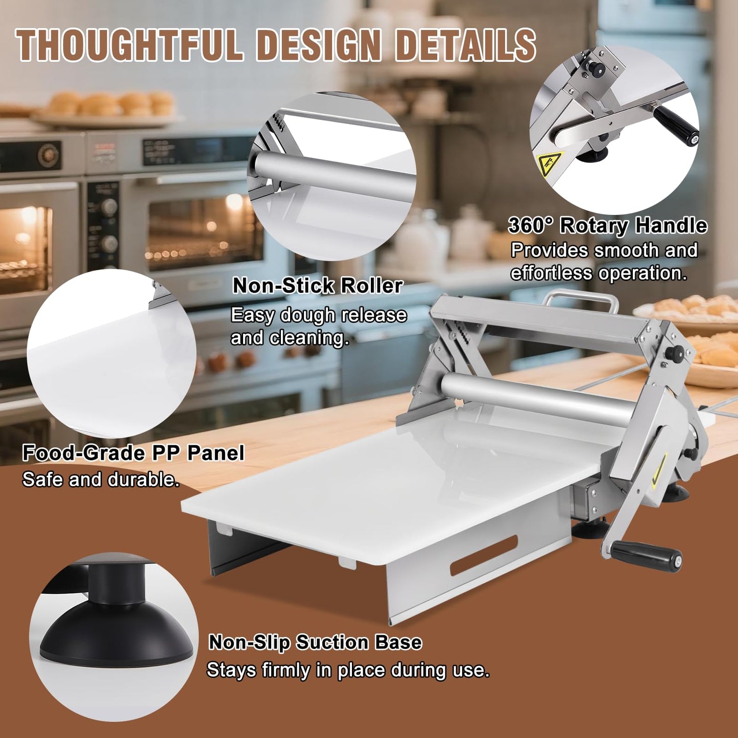 Folding Dough Sheeter 12in Manual Dough Roller Machine Dough Sheeter Machine For Home Thickness Adjustable for Pizza, Croissants, Puff Pastry