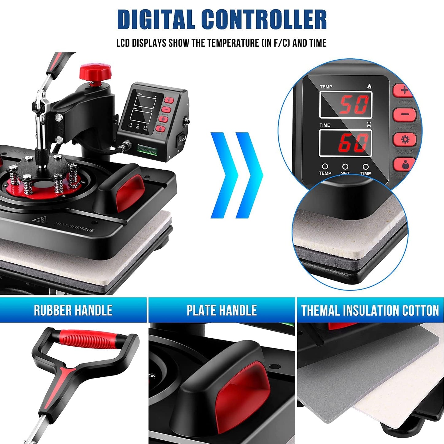 AKEYDIY Professional 8 in 1 Heat Press Machine Sublimation Machine 12" X 15" Shirt Press Machine 360° Swing Away - Industrial-Quality Digital Sublimation Heat Press Machine for T Shirt Mug Hat Plate