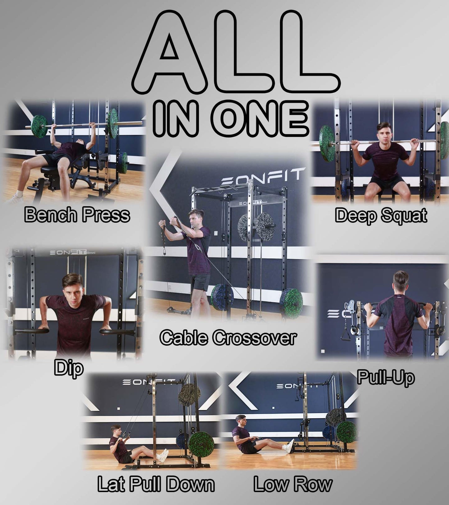 Eonfit E3 Smith Machine with 3D Rotating Arm for Home Gym Equipment, Multi-Function Power Cage Squat Rack with Cable Crossover LAT Pulldown Pulley System All in One (Black, PRO)