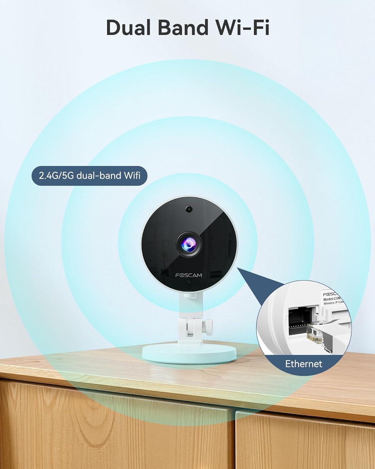 FOSCAM 3K 5MP 2.4g 5g 20X 2-Way Security Camera Indoor, & WiFi Magnetic Mini Dog/Cat/Pet/Baby Camera, Smart Motion