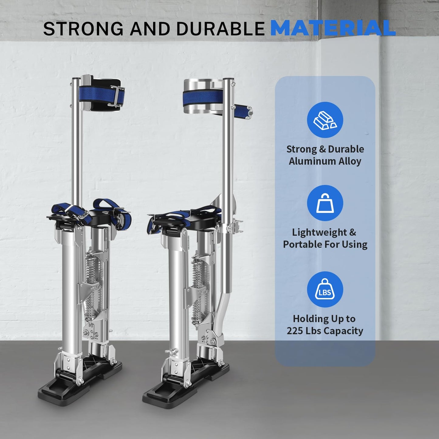 Drywall Stilts, 15''-23' Drywall Stilts for Adults Adjustable Heights Aluminum Work Stilt for Sheetrock Drop Ceiling Painting Painter Pruning Branches or Cleaning