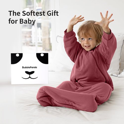 BubblePanda Rayon Made from Bamboo Sleep Sack 6-12 Months Long Sleeve Sleep Sack 1.5 Tog Supersoft Winter Baby Wearable Blanket with 2-Way Zipper Unisex Sleeping Bag for Babies Toddler
