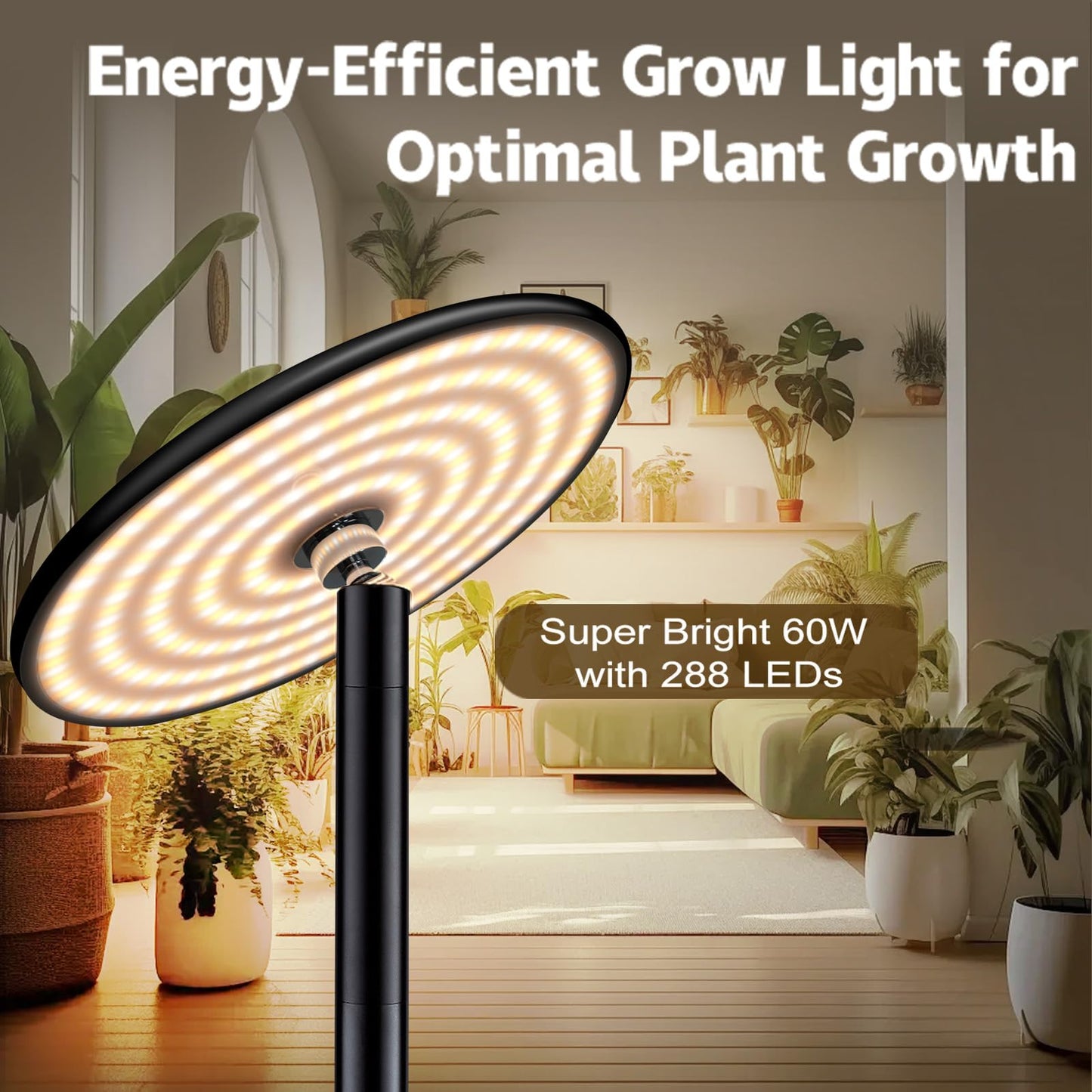 AJABotanics Grow Light for Indoor Plants 60W Full Spectrum LED, 85'' Adjustable Standing Plant Light, Tall Grow Light with Timer & 10-Level Dimmable, Ideal for Large Plants & Indoor Trees