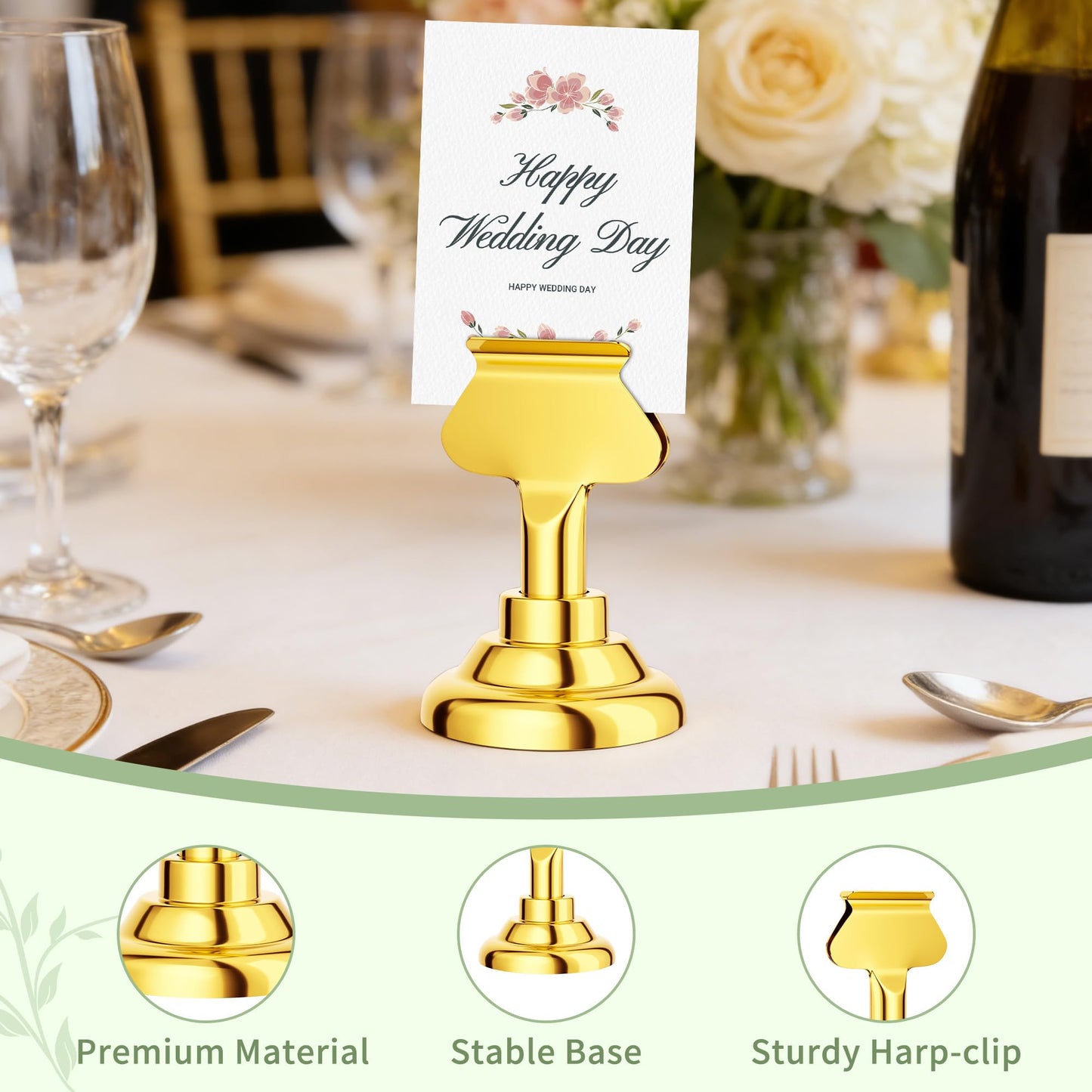 Urban Deco 36 Pieces Table Card Holder Place Card Holders 1.7 inches Gold Steel Card Holders for Photos, Food Signs, Memo Notes, Weddings, Restaurants, Birthdays(Gold 36PK)