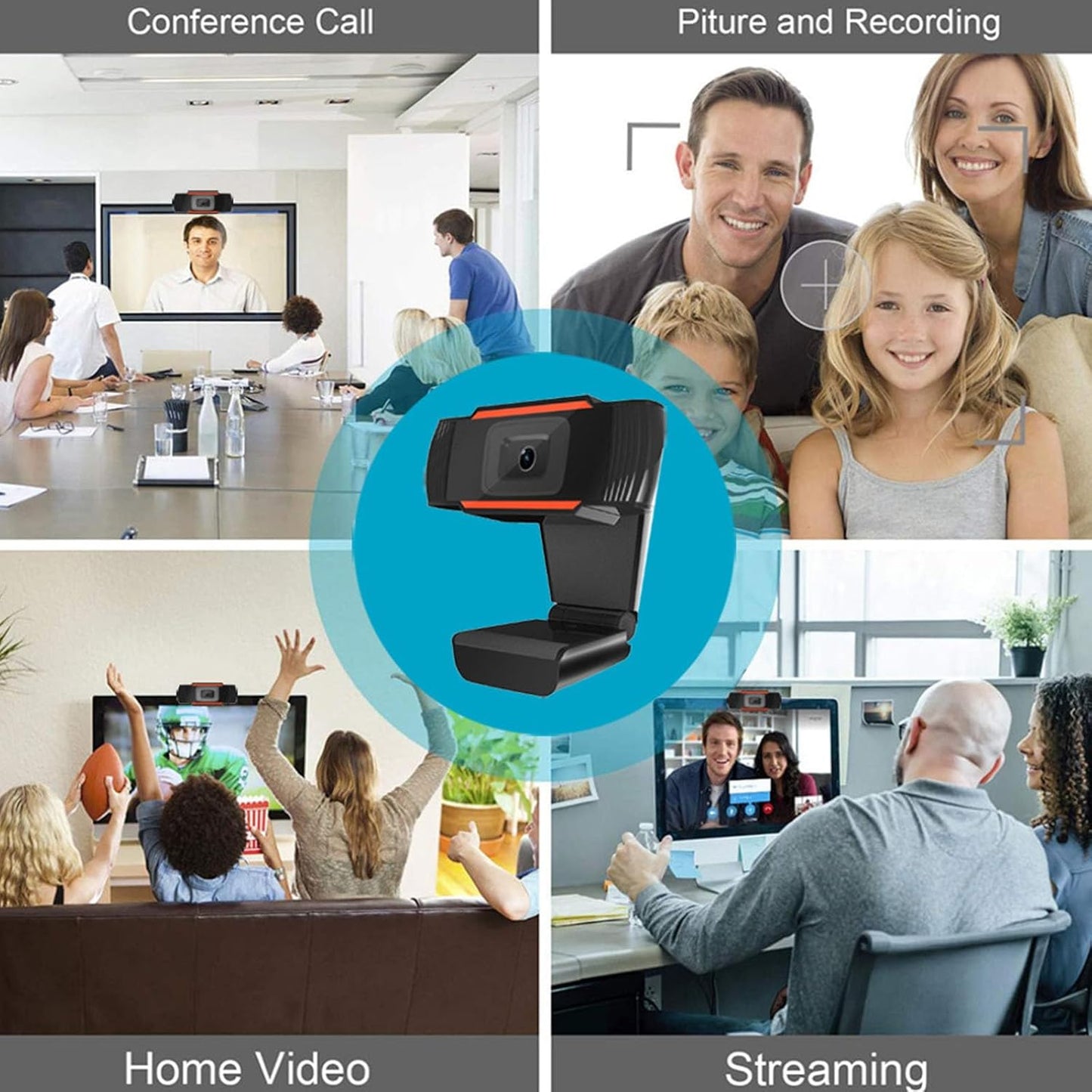 Lovskoo 480P Mic,110 Streaming Camera HD Webcam with Wide Angle, for Video Calling Recording Conferencing, USB Pc