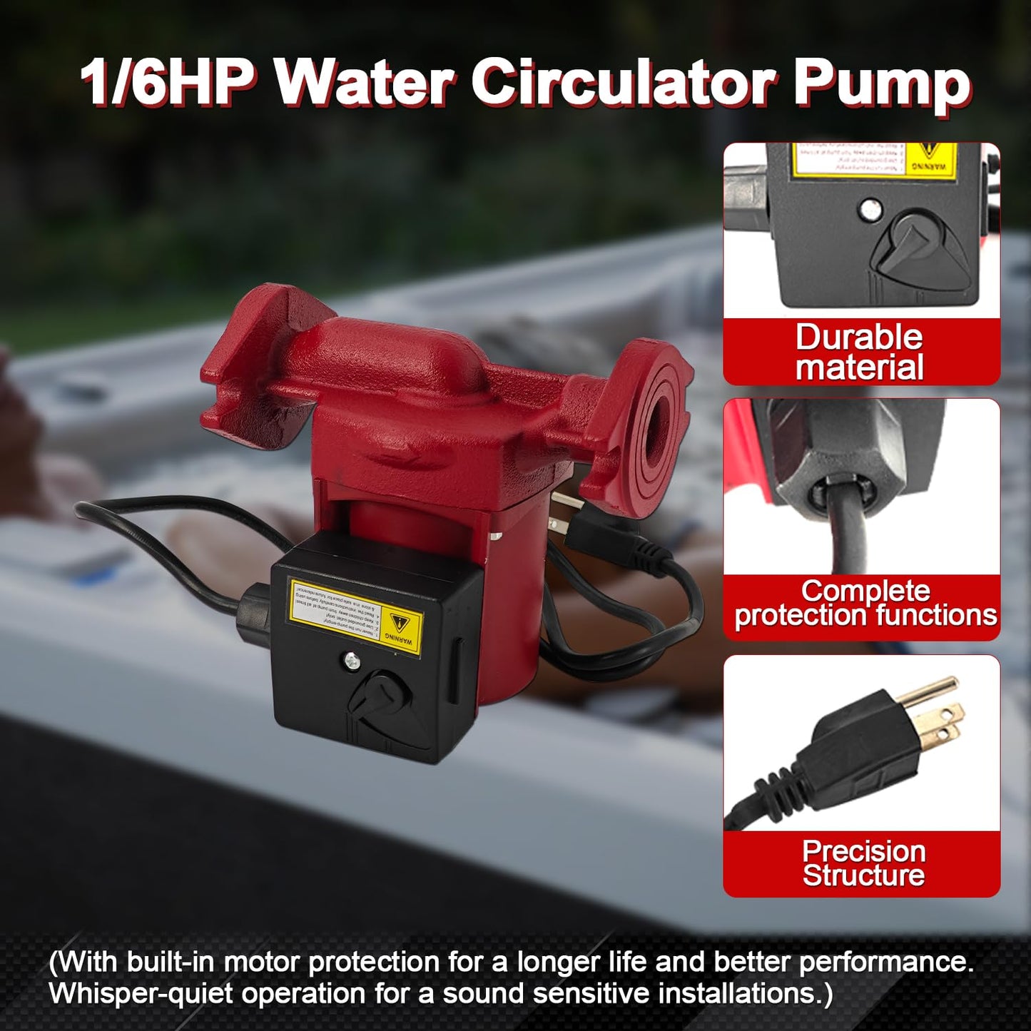 Dewinston UPS26-99FC 115V 1/6HP Water Circulator Pump Boiler Pump for Radiant Heating, Hydronic Heating, Fan Coil Heating, Solar and Other System Types, 52722512