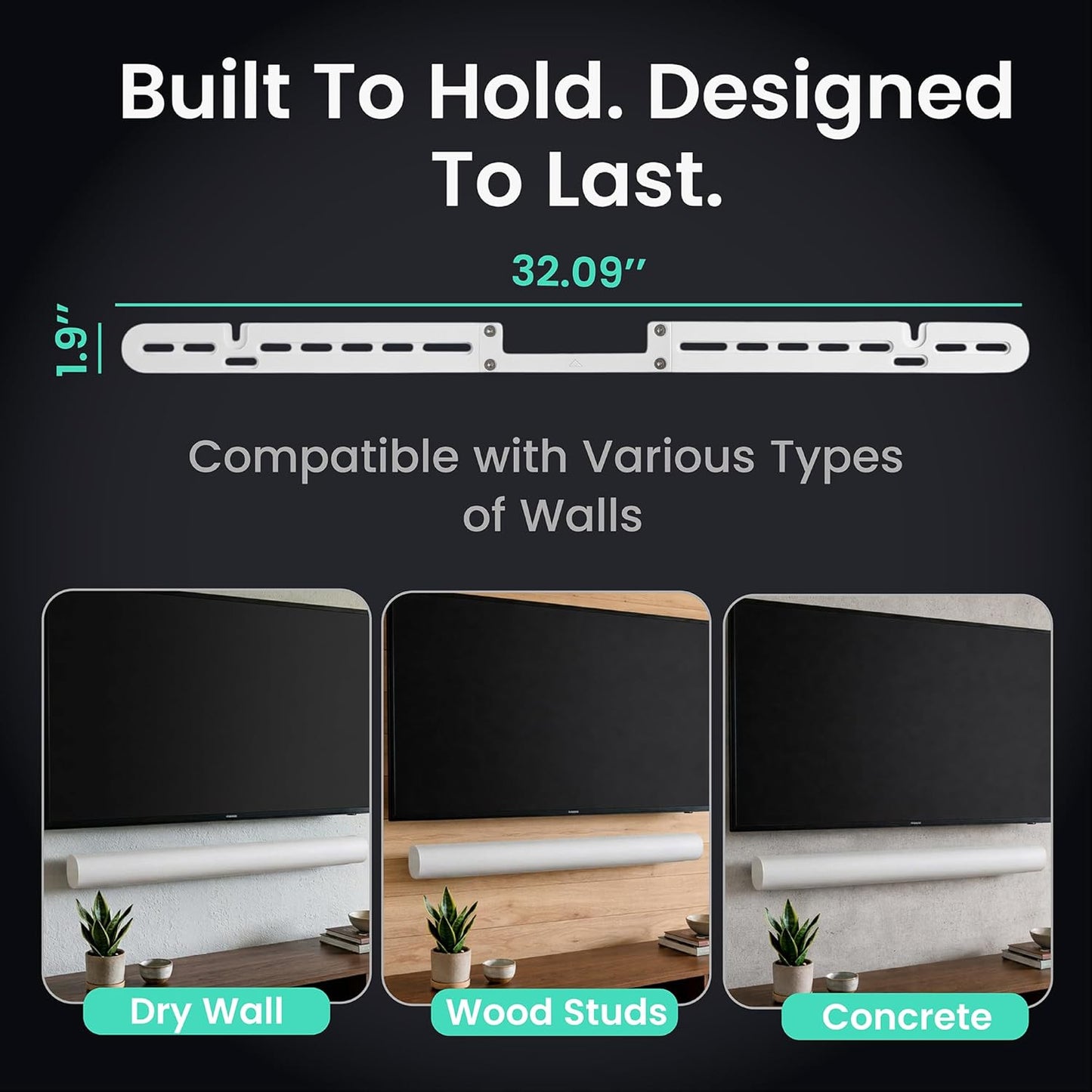 ynVISION.DESIGN Soundbar Wall Mount compatible with Sonos Arc Ultra and Sonos Arc - Includes All Hardware and Anchors
