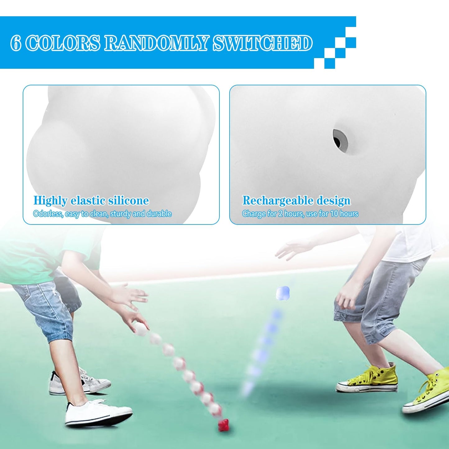 SYWAN Smart Reaction Ball, Reflex Ball with Random Light Color Change, Intelligent Agility Training, Rechargeable, High Elasticity Silicone