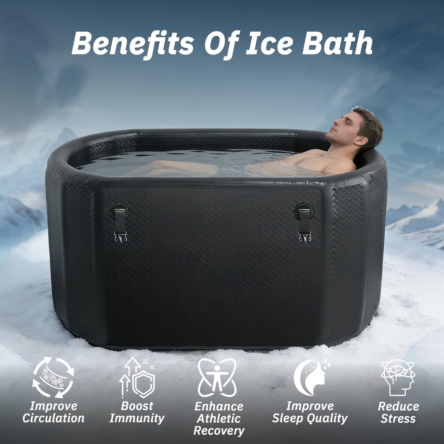 500L Portable Ice Bath Tub with Lid, Large Oval Cold Plunge Tub for Athletes Recovery & Therapy, Durable Inflatable Ice Bath for Full Body Immersion, Professional Cold Tank for Indoor Outdoor Use