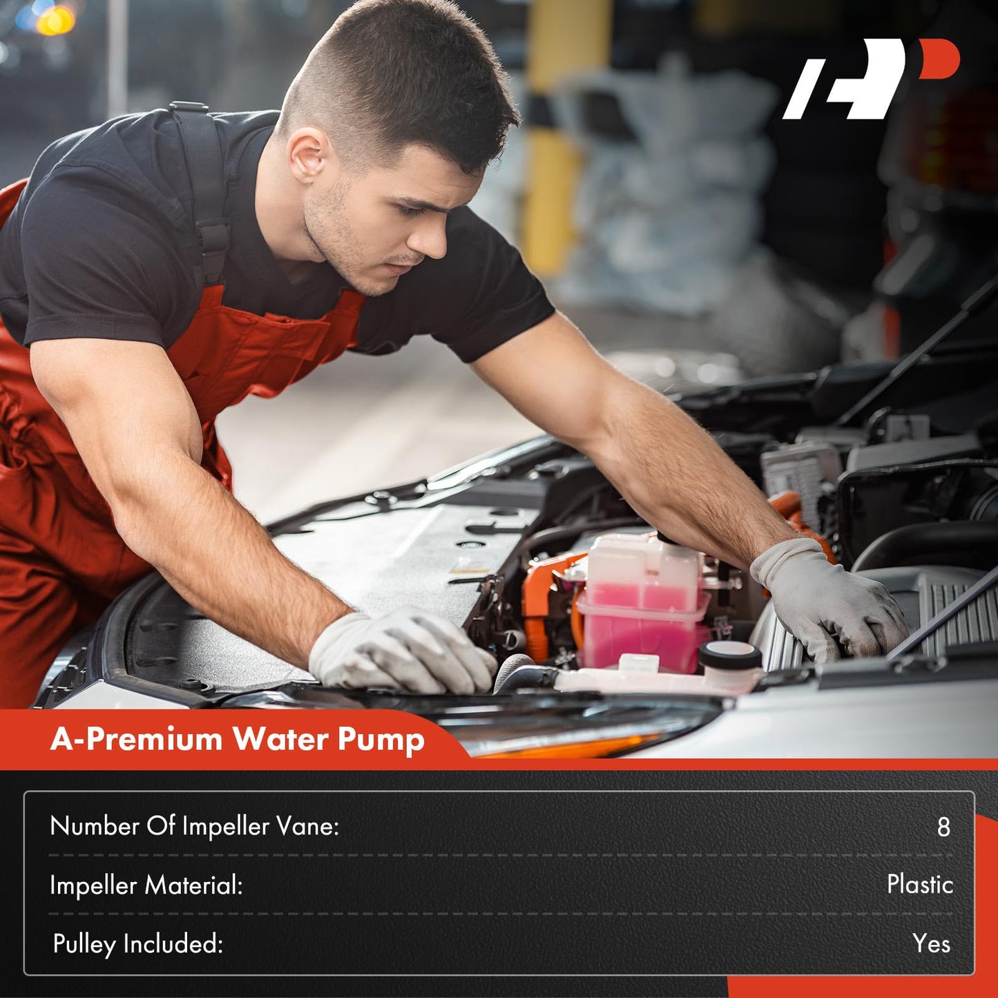 A-Premium Engine Water Pump with Gasket & Pulley Compatible with Ford F-250 Super Duty, F-350 Super Duty, F-450 Super Duty, F-550 Super Duty, 2017 2018 2019, 6.7L, Replaces# HC3Z8501A