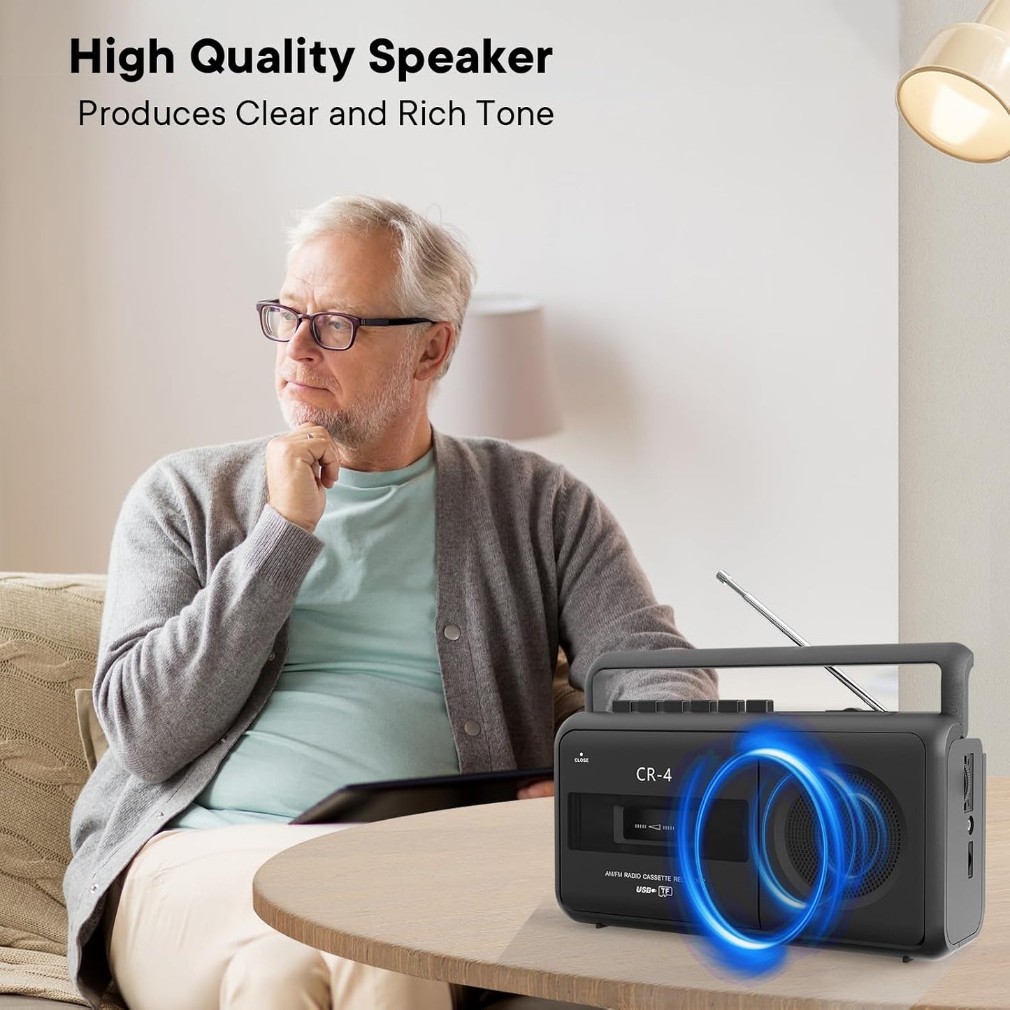 Kuephom Cassette MP3 Portable Tape Player Recorder,Boombox Radios Convert AM/FM and to Tapes,Builtin Microphone