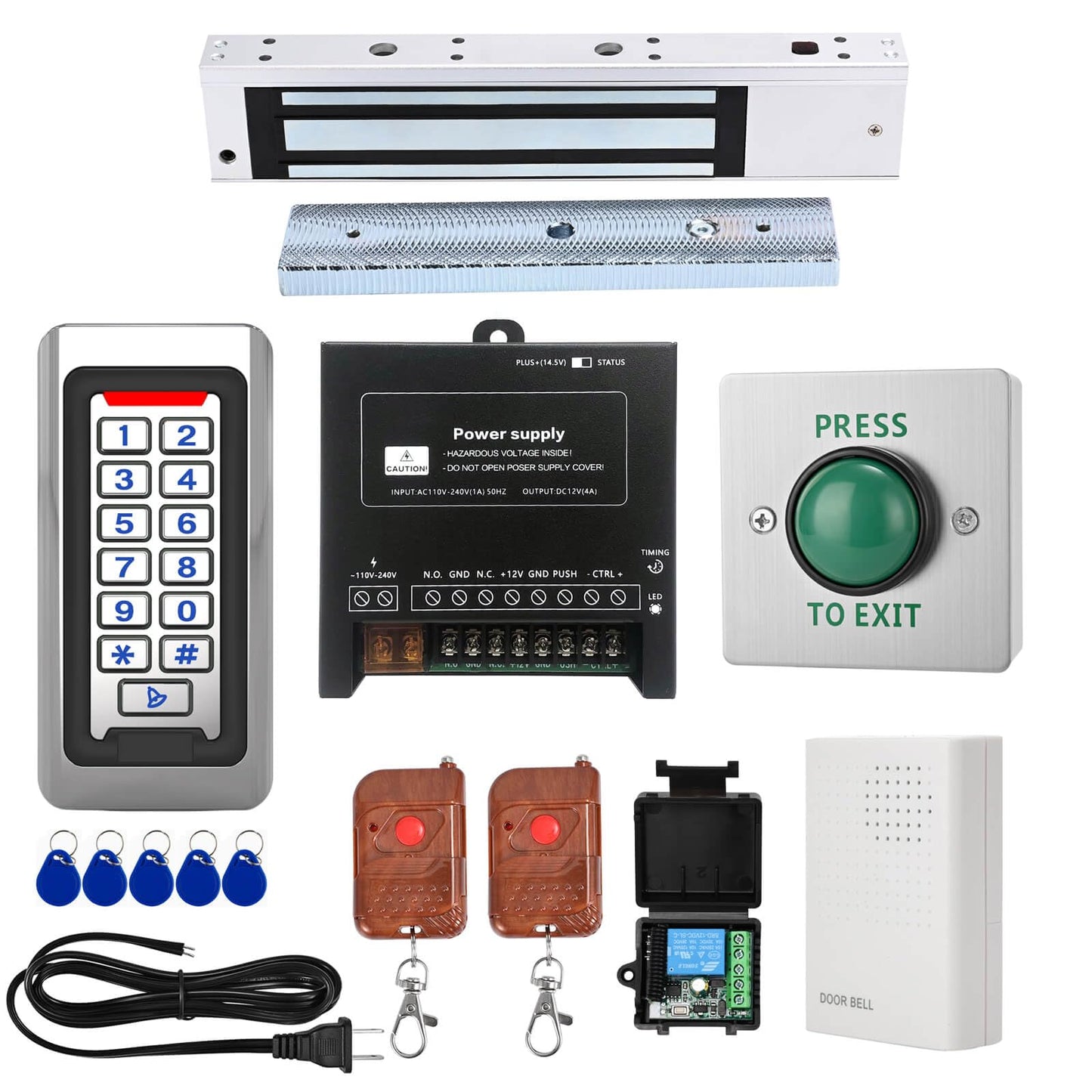 Tuya Smart Door Access Control System Kit, Waterproof Keypad Door Entry with 600lb Magnetic Lock, Remote Control & App Unlock, Doorbell for Home & Office