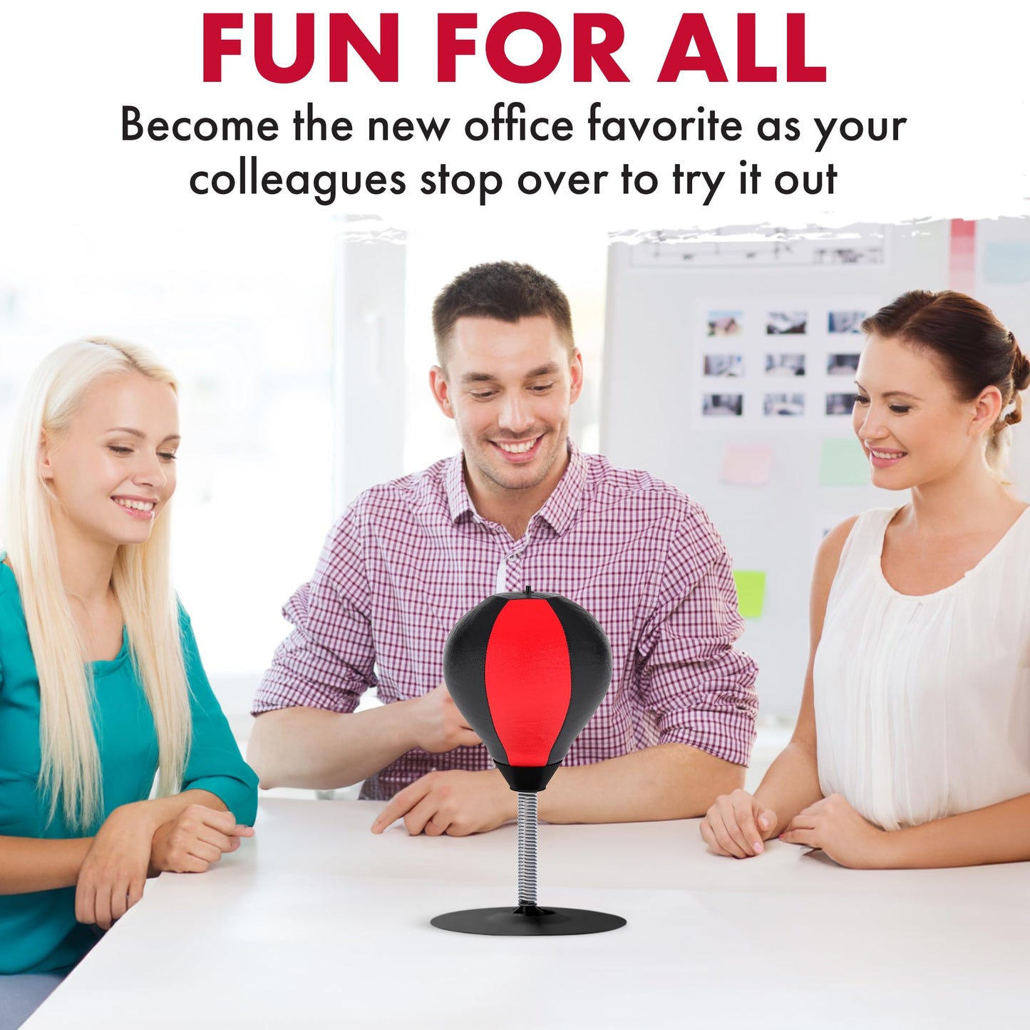 GLACIAL Stress Relief Desktop Punching Bag I Comes with Desk Clamp and Extra Strong Suction Cup I Black and Red