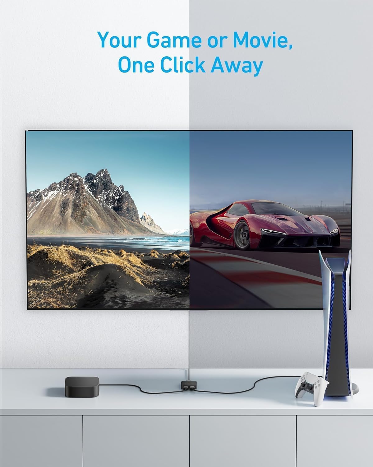 Anker 4K@60Hz 2 1 3D, Dolby, PS5 PS4, HDMI Switch, HDMI Switcher, in Out with Smooth Finish, Supports HDR, Compatible